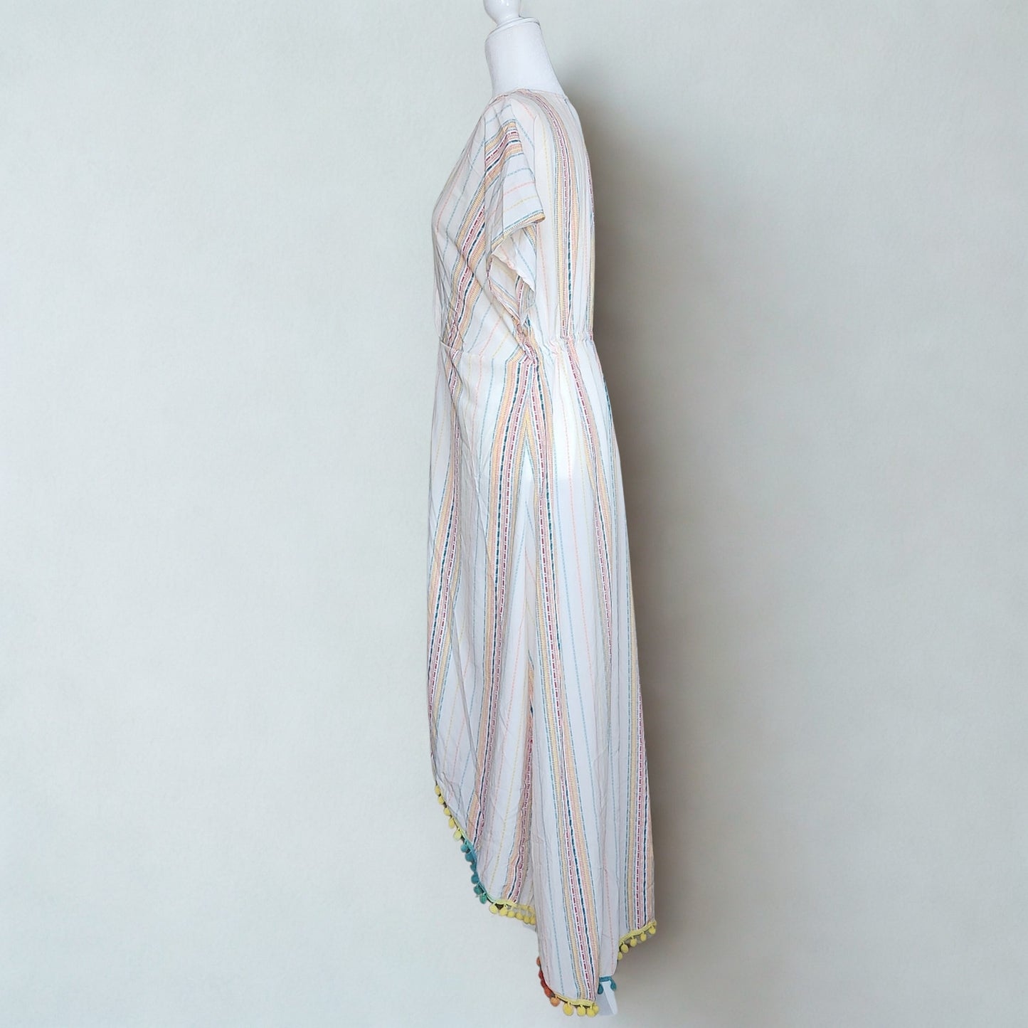 America & Beyond Rainbow Sunshine Pom Pom Beach Cover-Up Dress | Women's Size XL