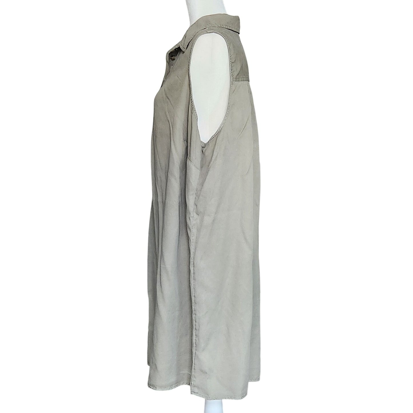 Lucky Brand Women's Lyocell Sage Green Collared Shift Shirt Dress Size 2X