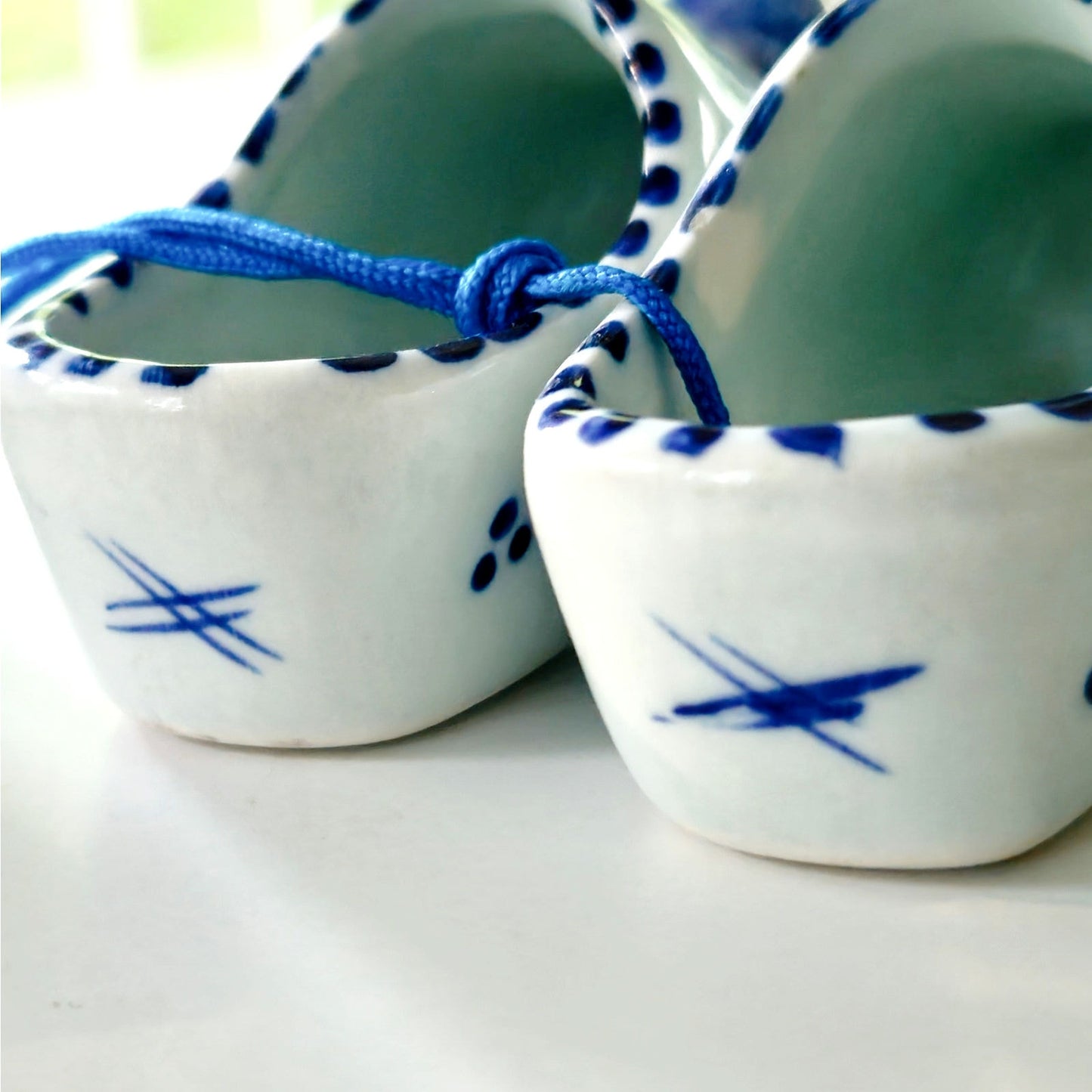 Vintage Mid Century Delft Blue Ceramic Dutch Clog Ornaments Set | Set of 3