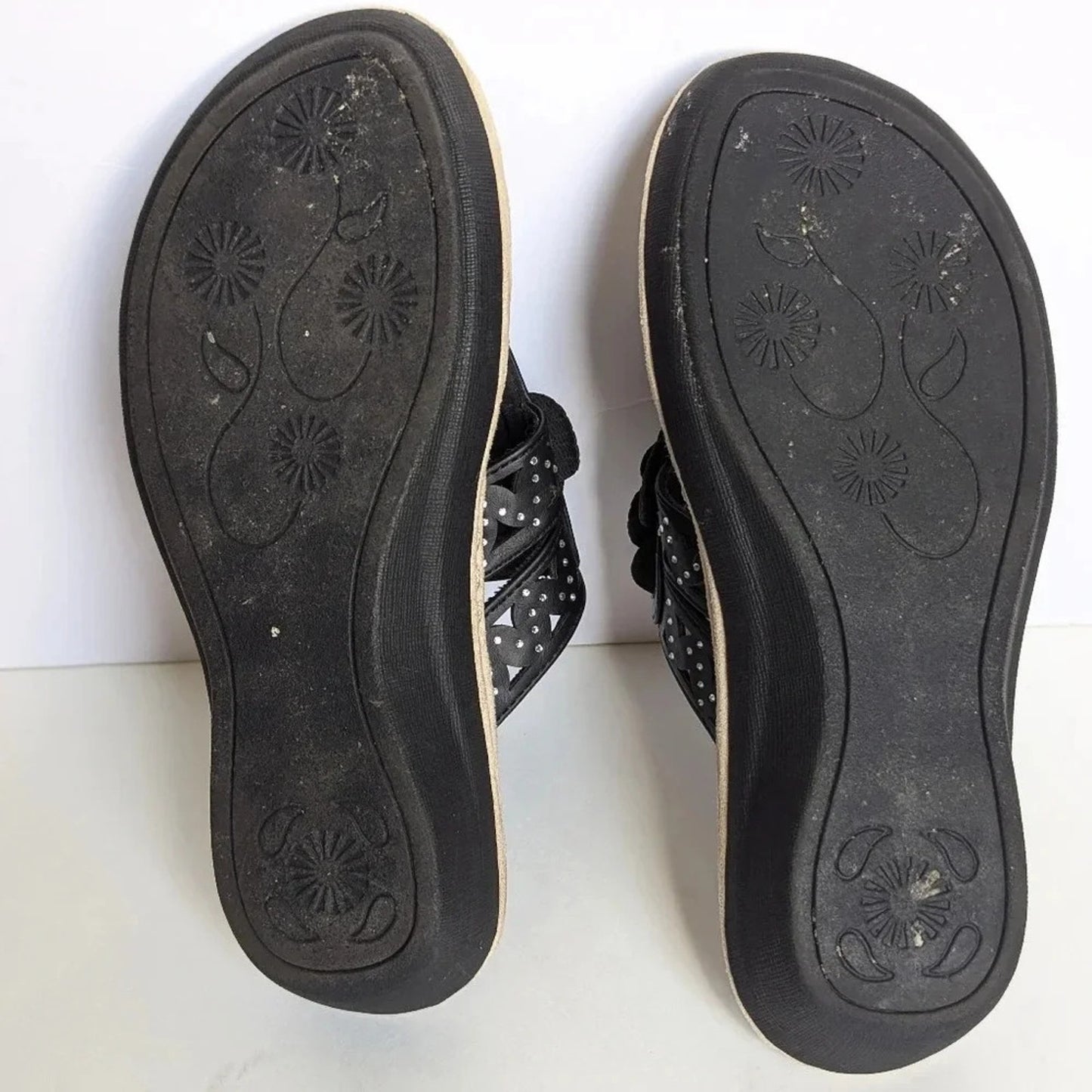 🖤 Cliffs By White Mountain Women’s Black Cynthia Sandals – Memory Foam Comfort – Womens Size 6.5