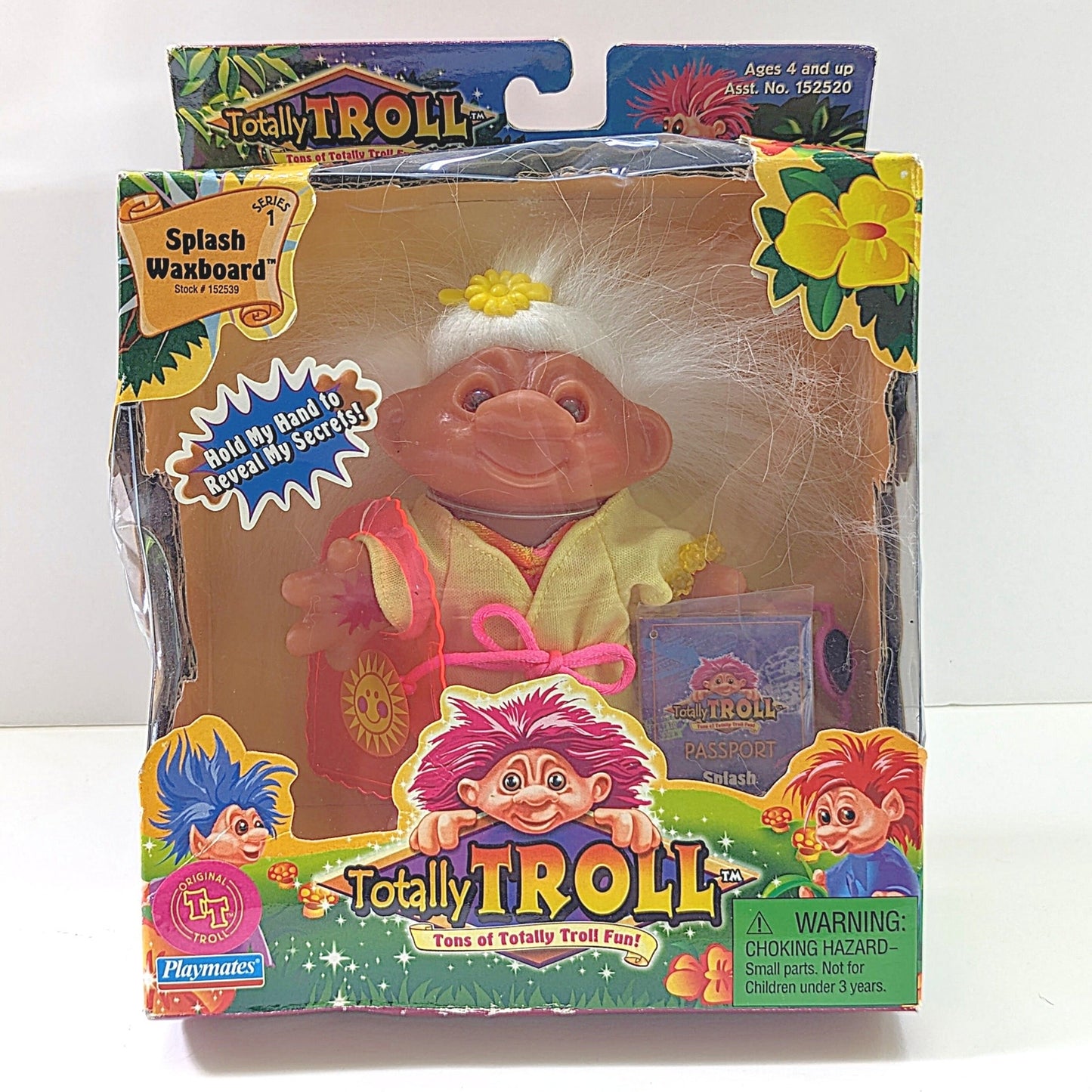 Totally Troll Splash Waxboard Series 1 Doll – Playmates 2001 – White Hair – New in Box (NIB) - Kids Toy