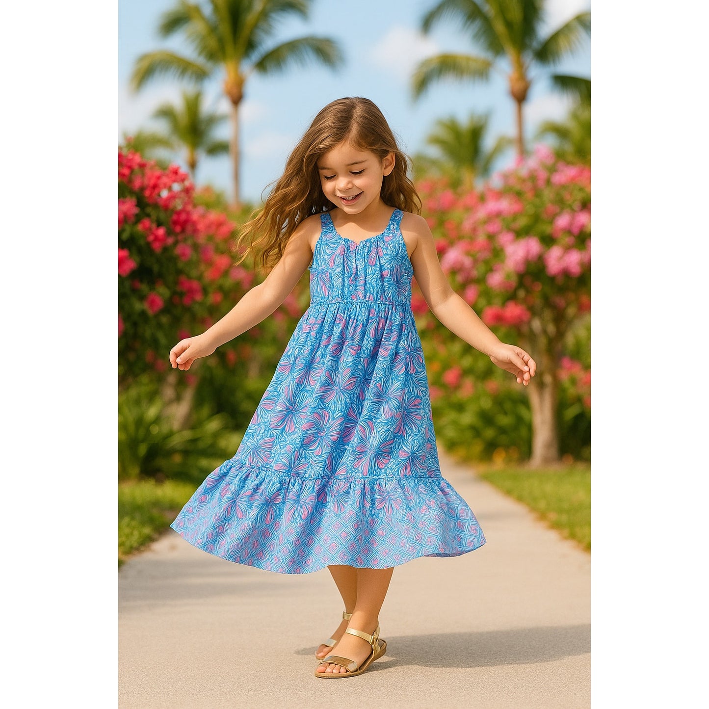 Lilly Pulitzer for Target Girls Sleeveless My Fans Maxi Dress – 20th Anniversary Collection – Size XS