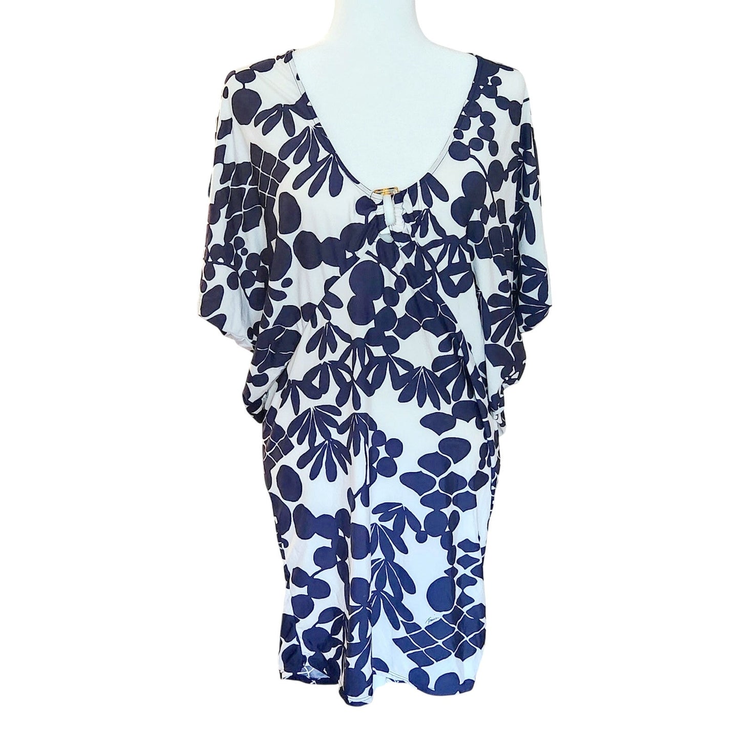 Trina Turk Bali Blossoms Midnight Buckle Stretch Tunic Swimsuit Cover Up Women's Size S