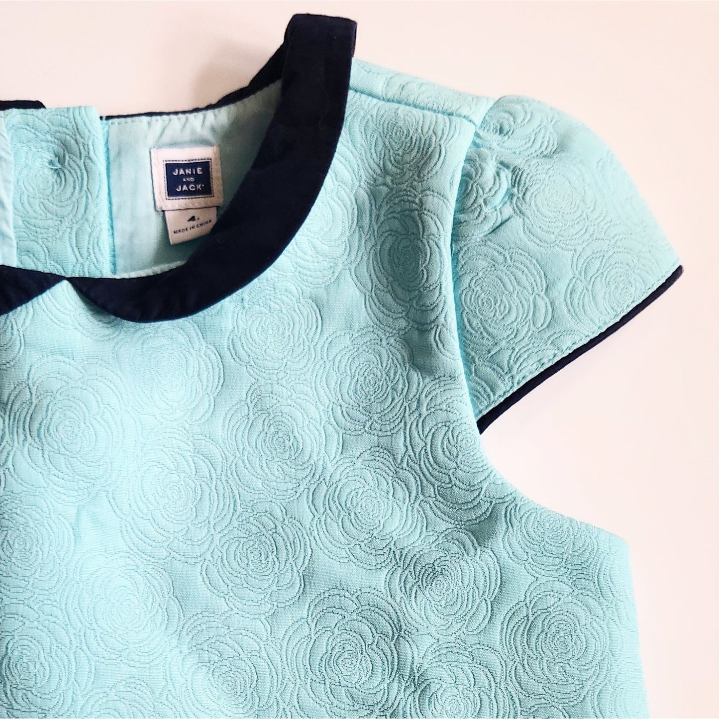 Janie and Jack Floral Jacquard Dress Autumn Aqua Size 4