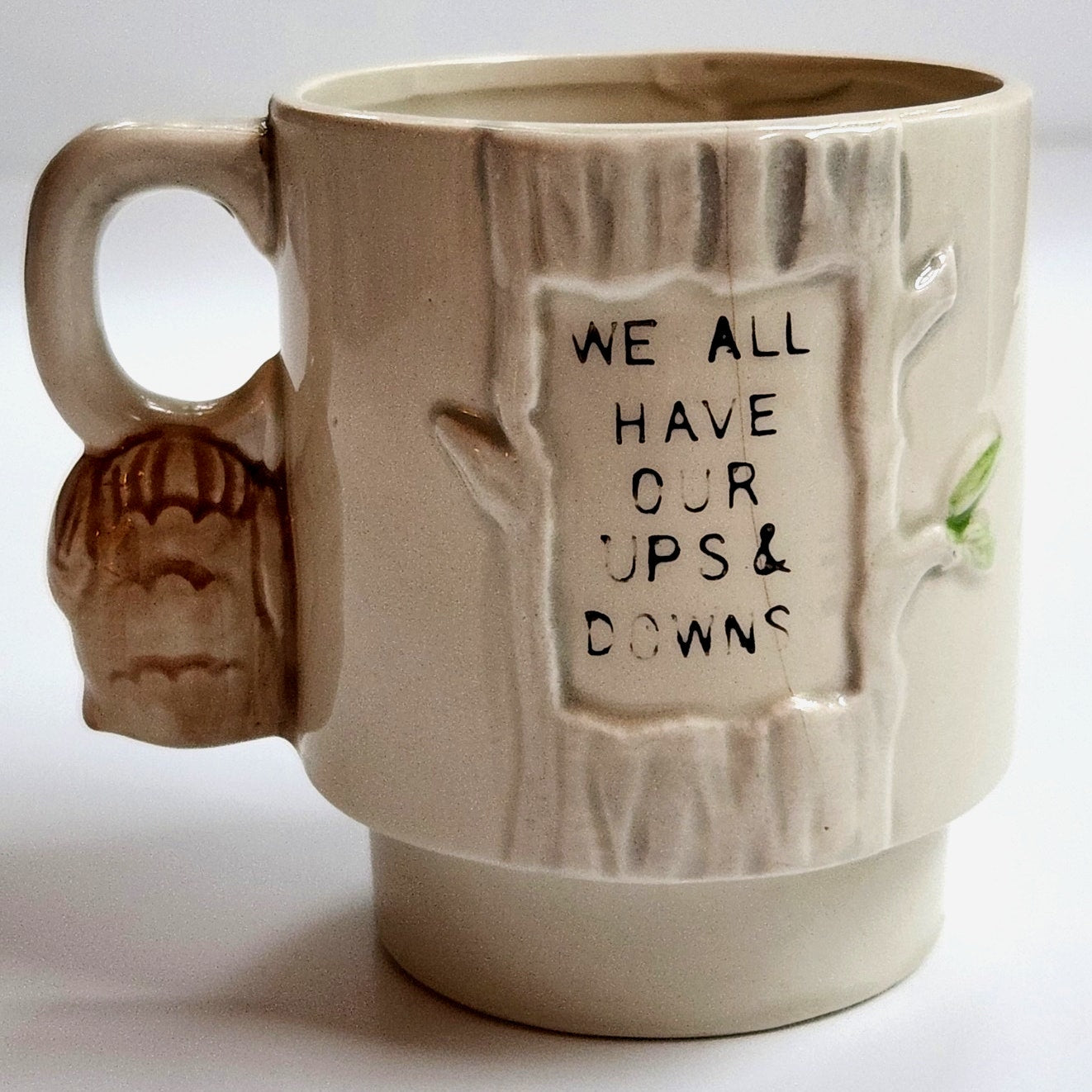 1970s 3D Owl Mom Mug and “We All Have Our Ups & Downs”