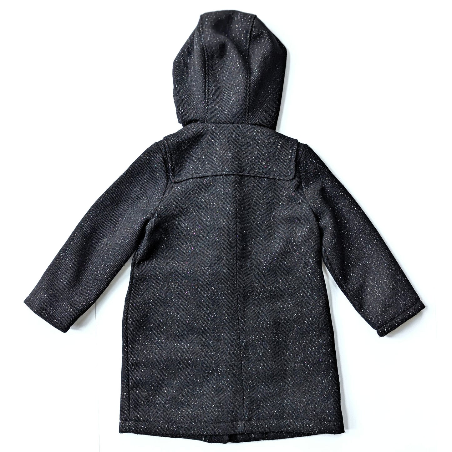 Baby Gap Toddler Girl’s Black Metallic Glitter Hooded Winter Toggle Coat Size 4