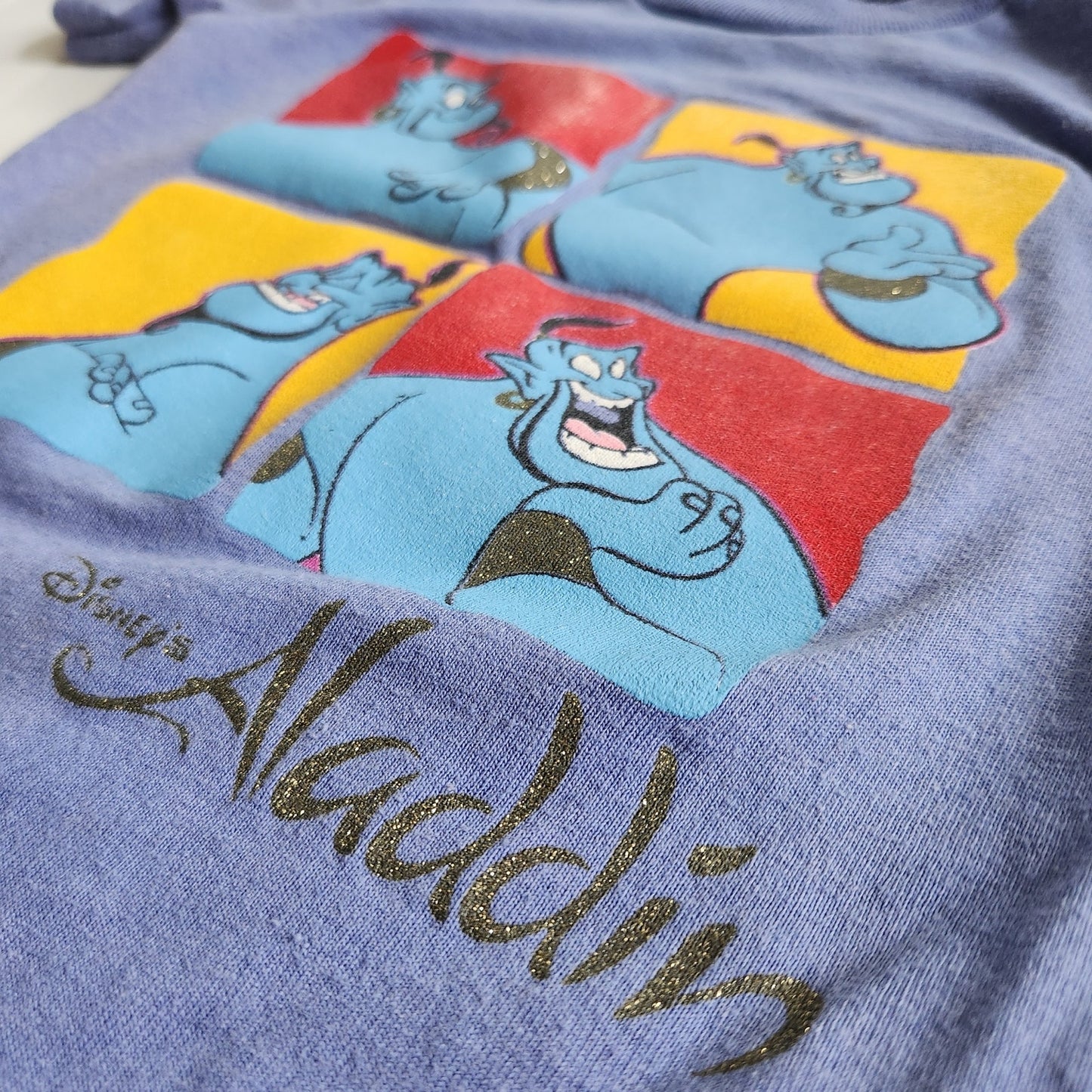 Disney Vintage 1990s Aladdin Toddler Kids Genie Sparkle Blue T-shirt | Size 2T