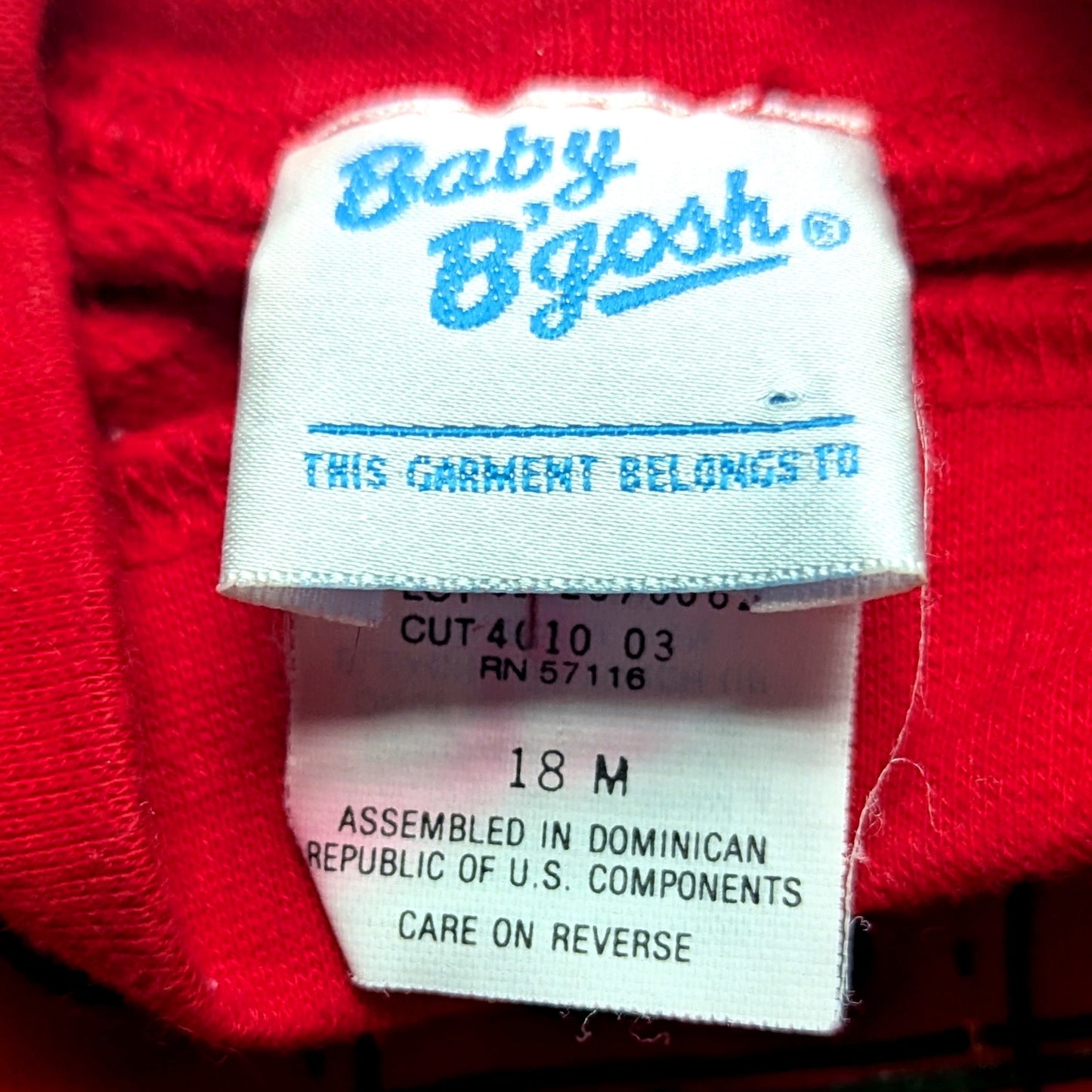 Vintage Baby B’Gosh Scotties & Bows Red Sweatshirt – Toddler 18M – 90s Christmas Holiday Pullover