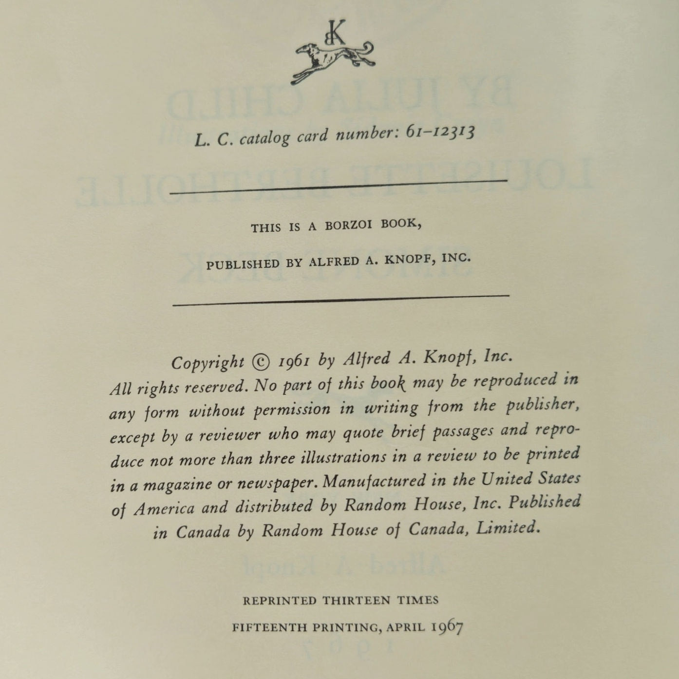 1967 Mastering the Art of French Cooking Julia Child