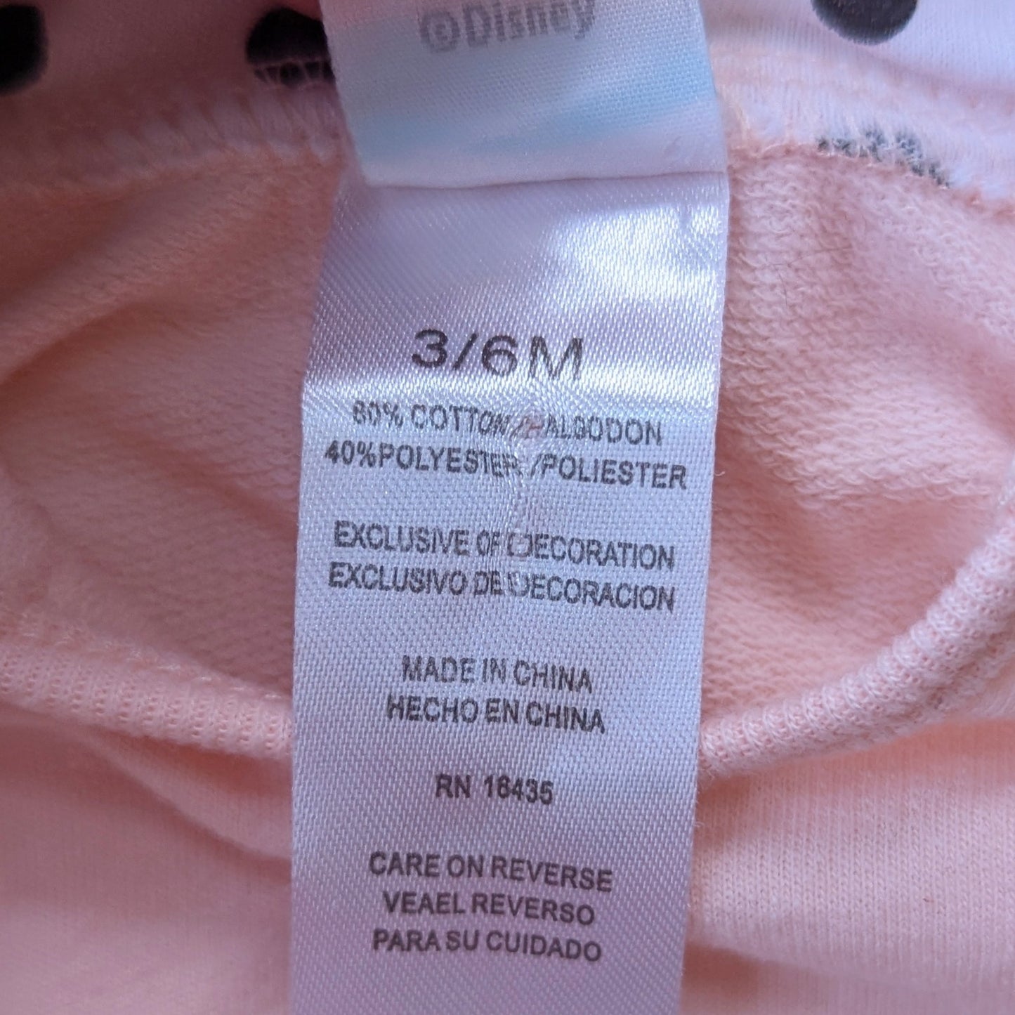 Disney Baby Minnie Mouse Hooded Ears Peach Sweatsuit Two Piece 3 mos