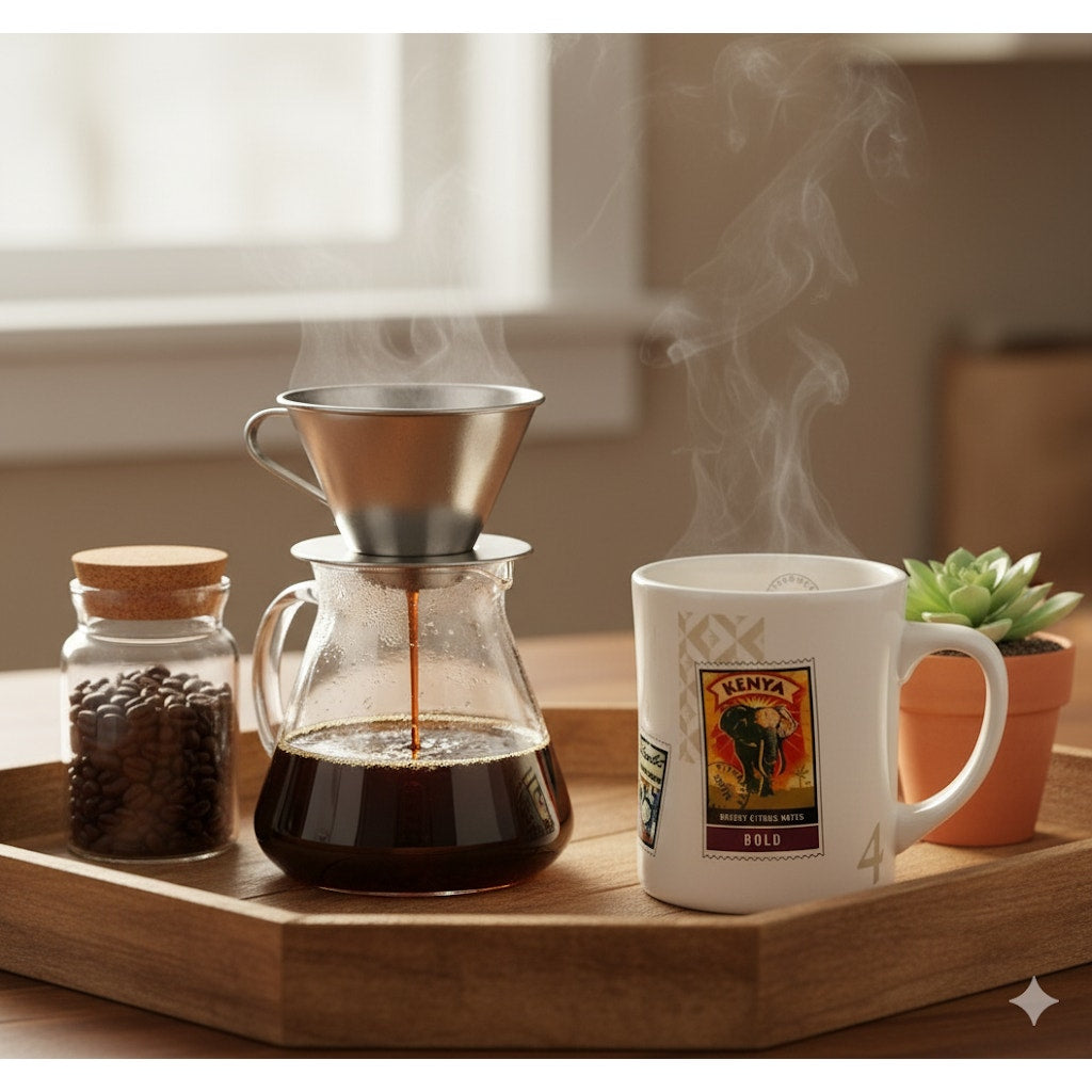Vintage 2003 Starbucks Barista “Air Mail Stamp Series” Mug – Kenya • Espresso • Sulawesi • Colombia • Ethiopia • Viennese Blend