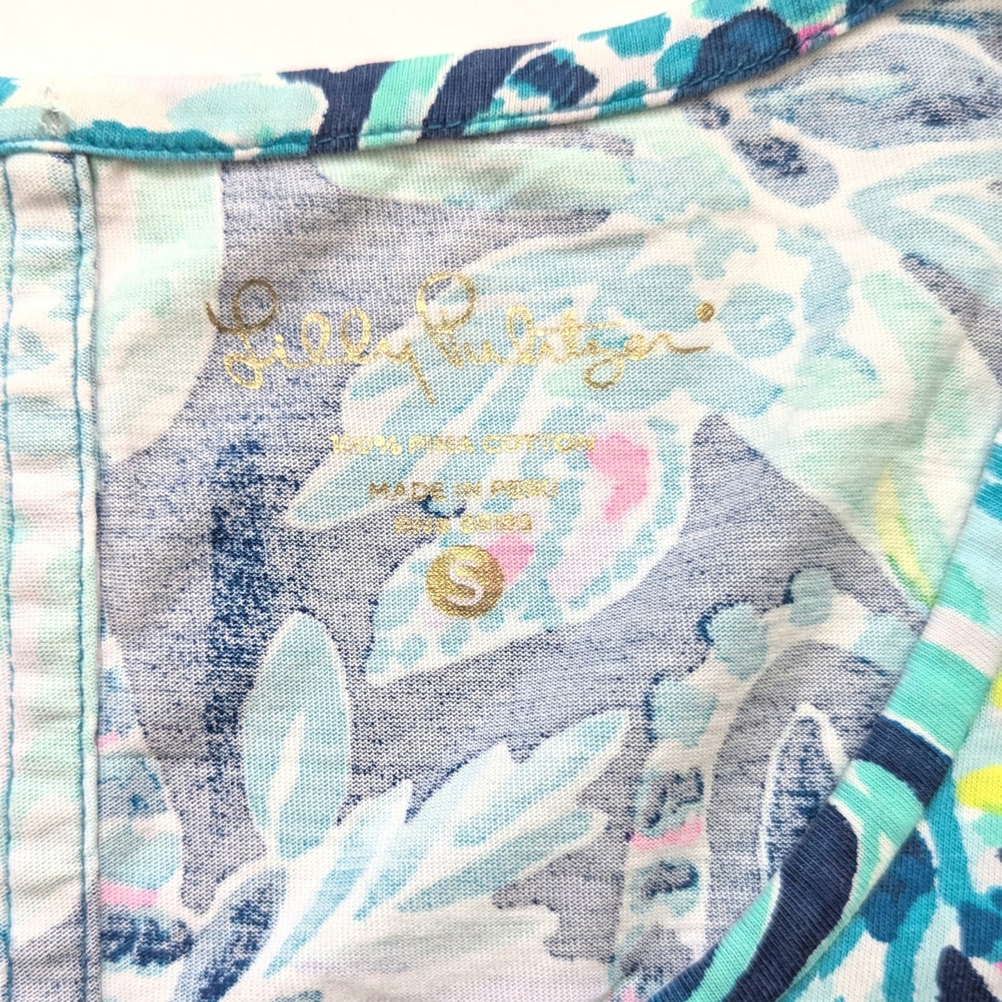 Lilly Pulitzer Beacon T-Shirt Dress | Tidal Wave Blue Lemurs Print | Women’s Size S Pima Cotton