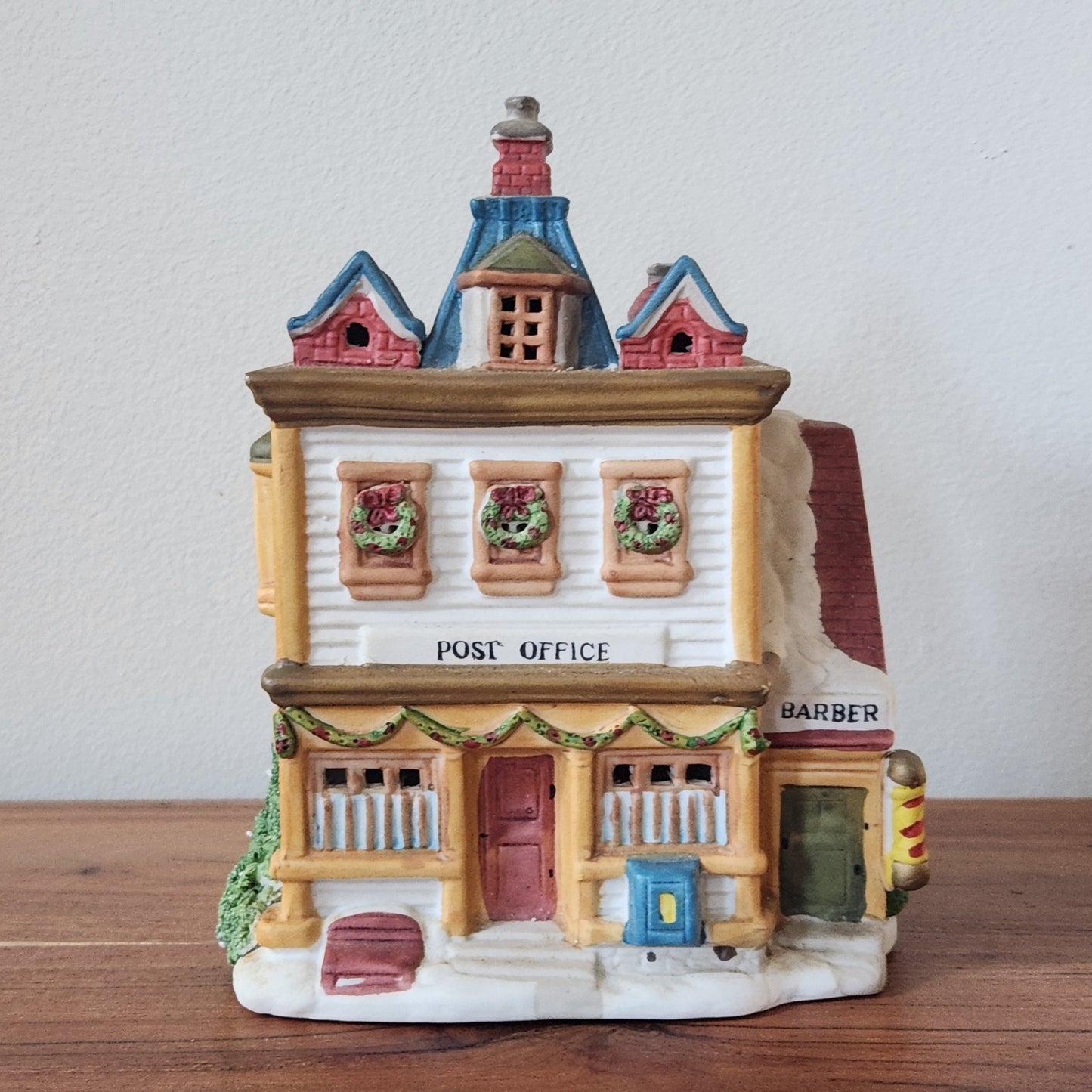 1992 Lemax Post Office & Barber Shop — Lighted Christmas Village Building
