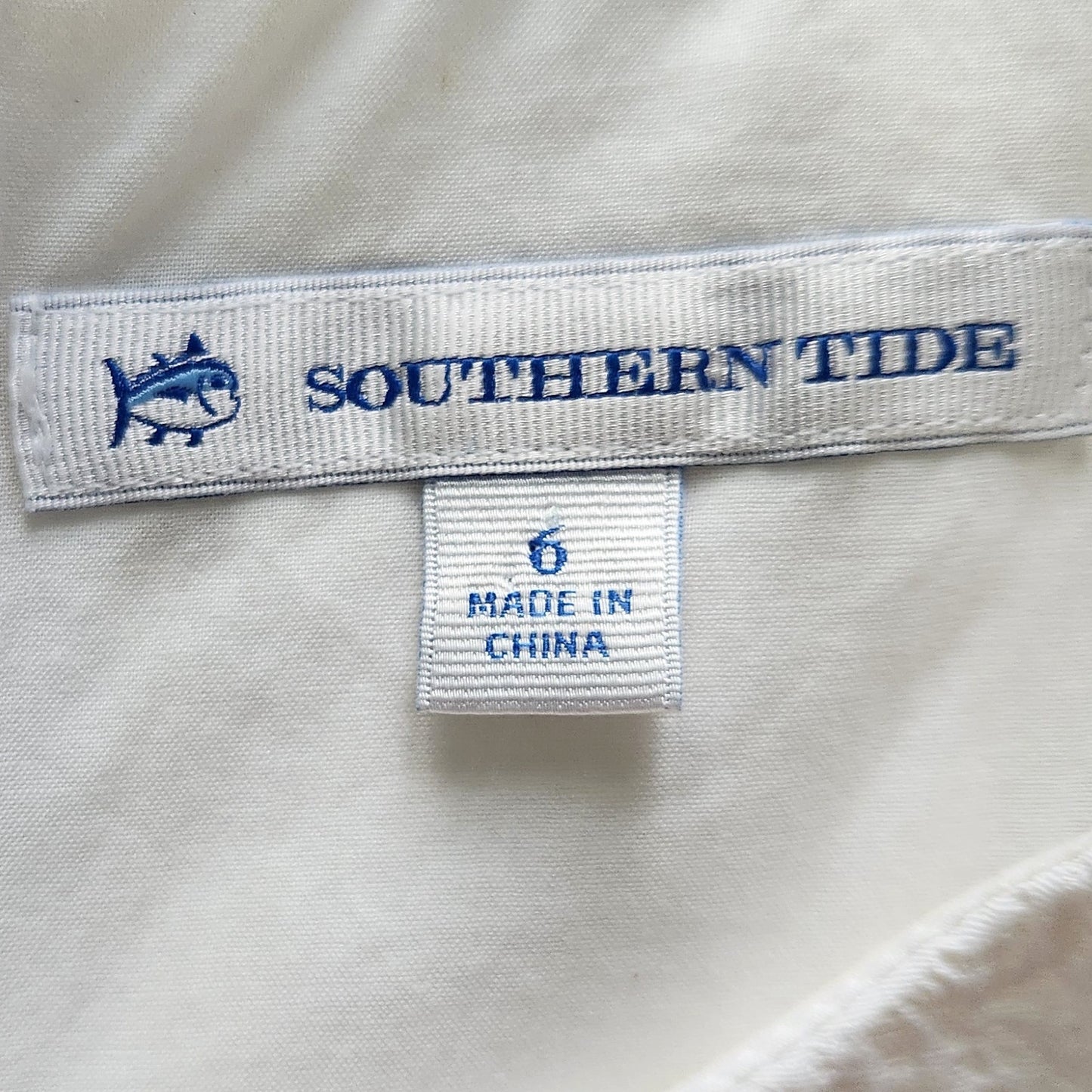 Southern Tide Ivory Matelassé Shift Dress Women’s Size 6 | Sleeveless Pockets Classic Preppy