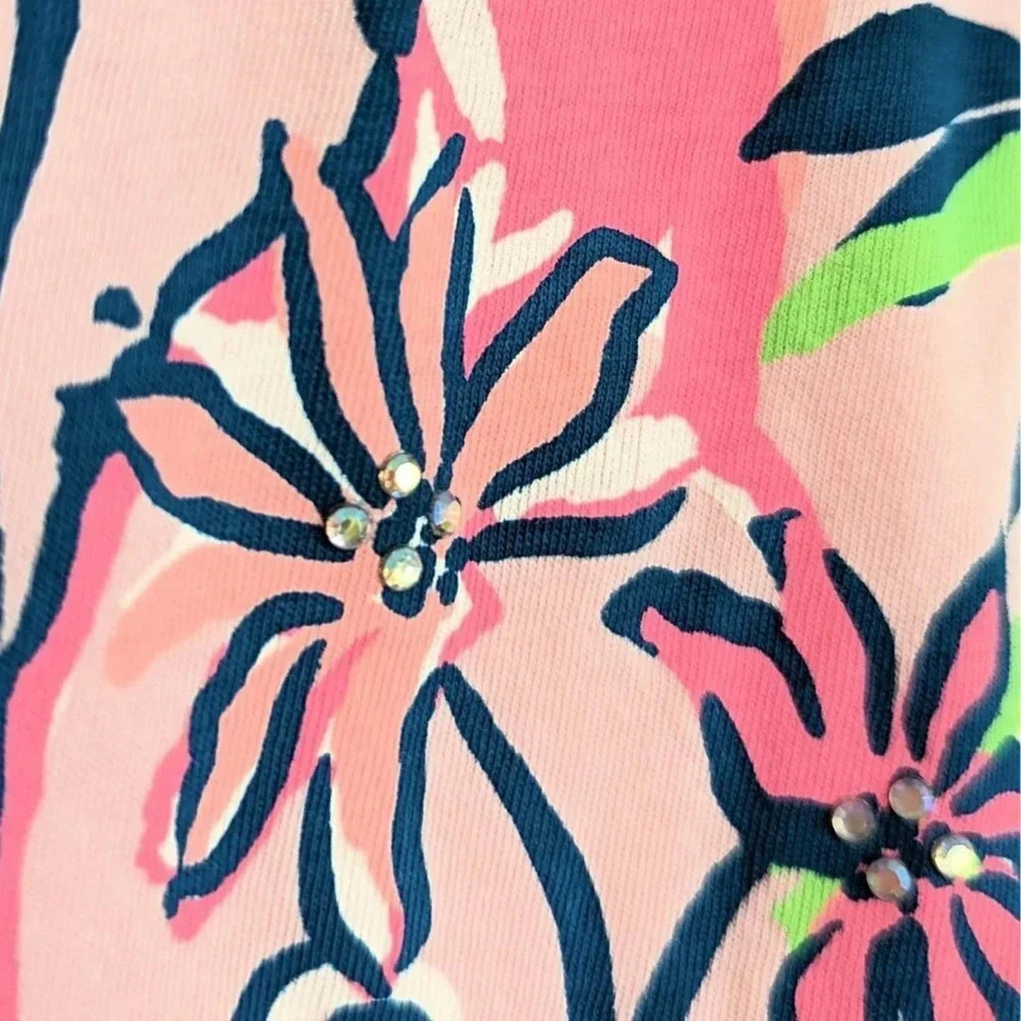 Girls’ Pink Jeweled Monkey Graphic 3/4 Sleeve Tee | Size M 8-10