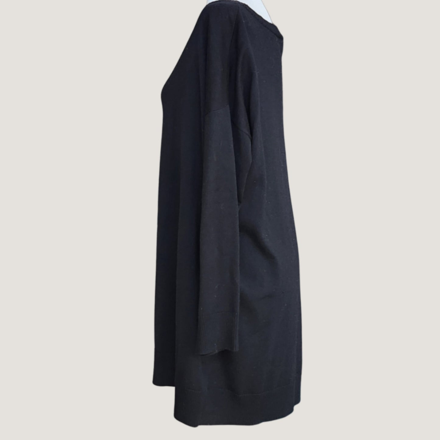 100% Merino Wool Black Tunic Sweater | Women's M | Italian Yarn