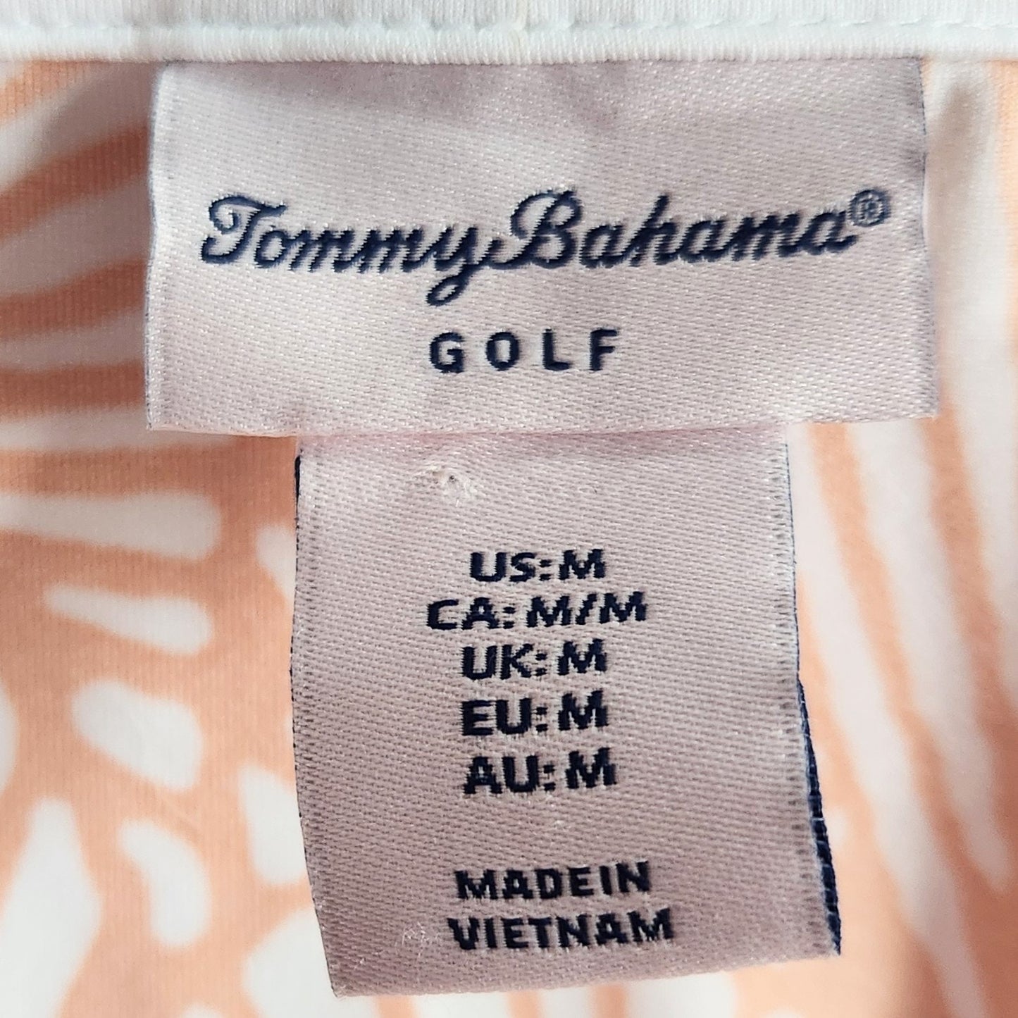 Tommy Bahama Golf Polo | Sleeveless Orange & White Print Collared Top | Women’s Size M Activewear