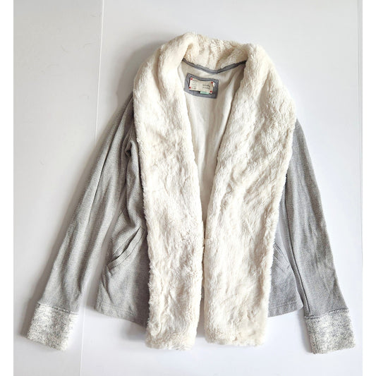 Anthropologie Saturday Sunday Ambrose Knit Open Sherpa Collar Cardigan Sz XS