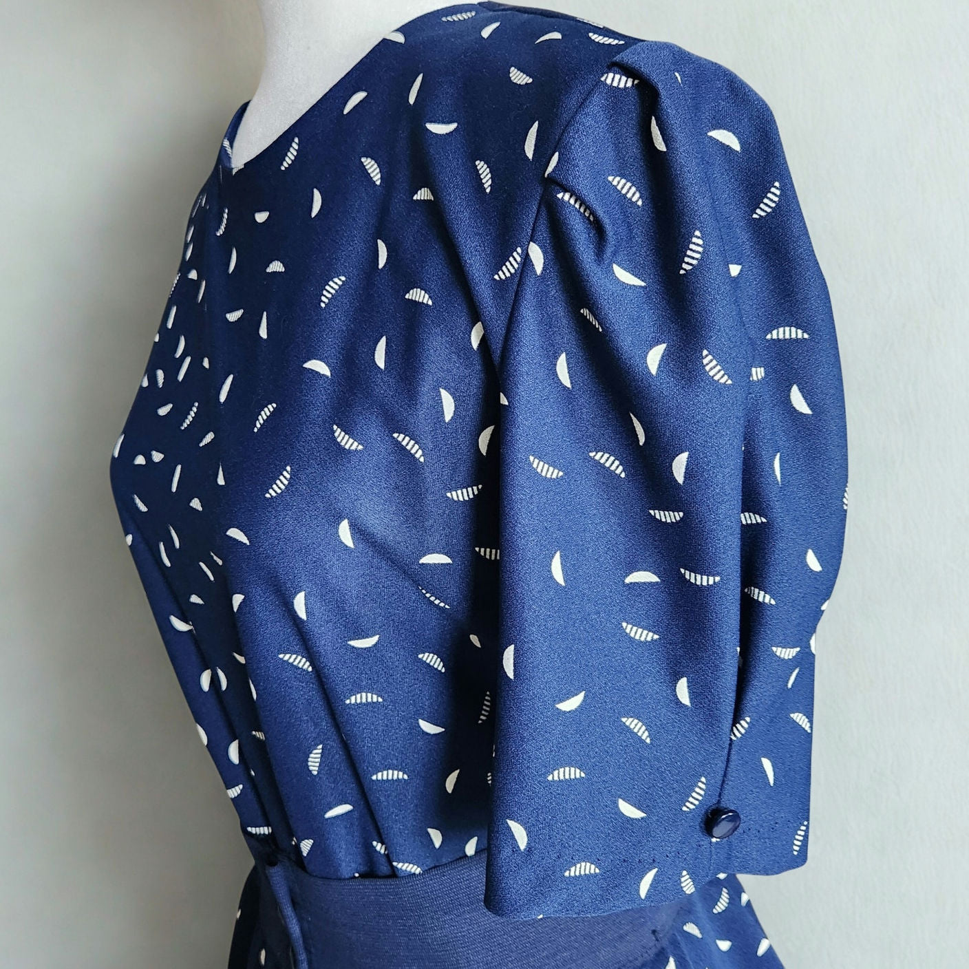 Jenny Vintage 1980s Women's Navy Drop Waist Dress w/ Detachable Flounce Size 12 (fits 8)