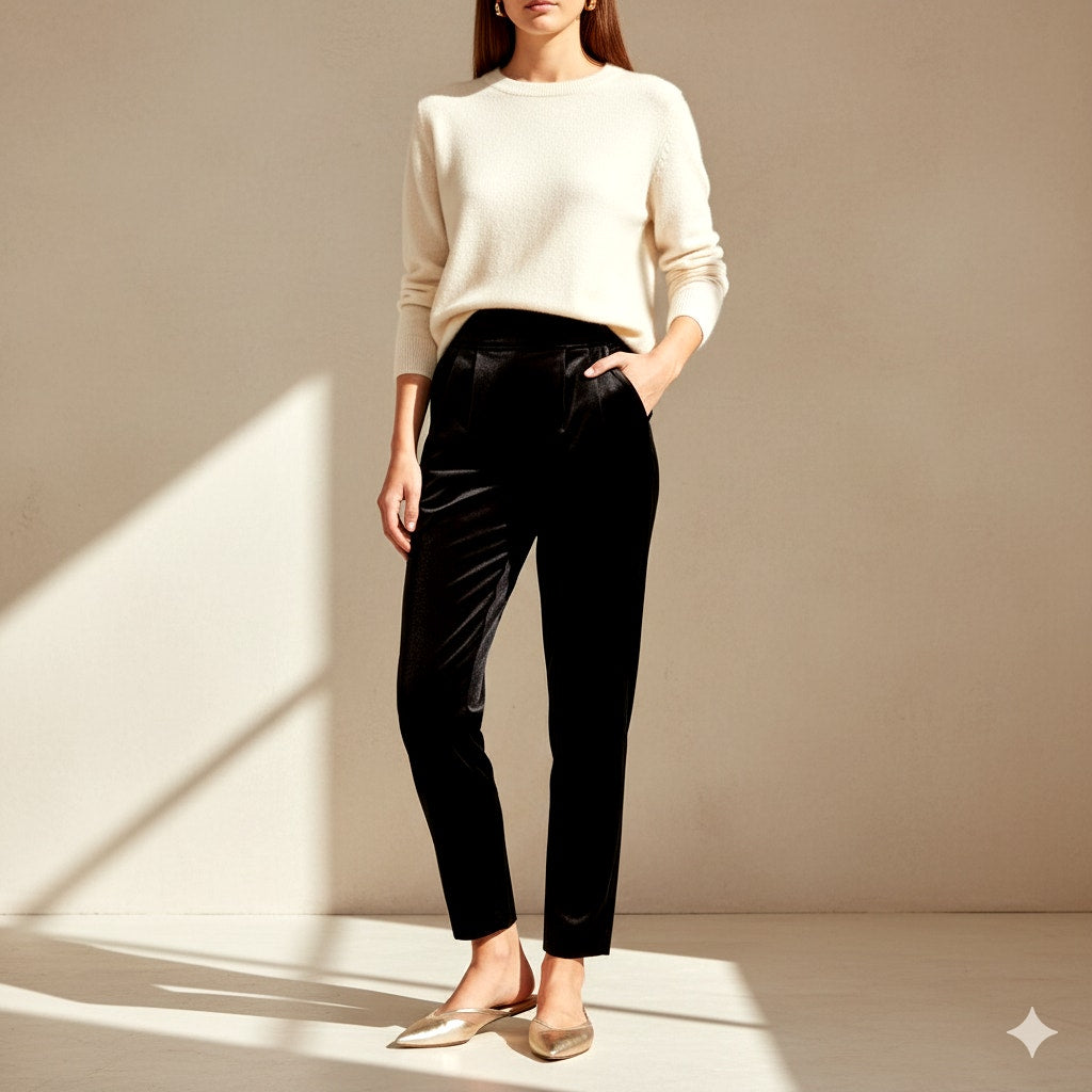 🖤 Ramy Brook Clarke Black Velvet Pants – High Waisted – Viscose Silk Blend – Women's Medium