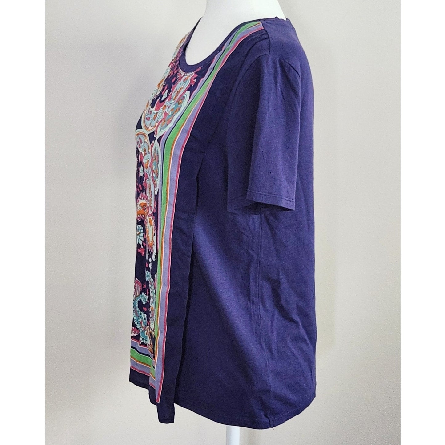 Maeve for Anthropologie Maddie Printed Paisley Top | Purple Multicolor | Women's Size S