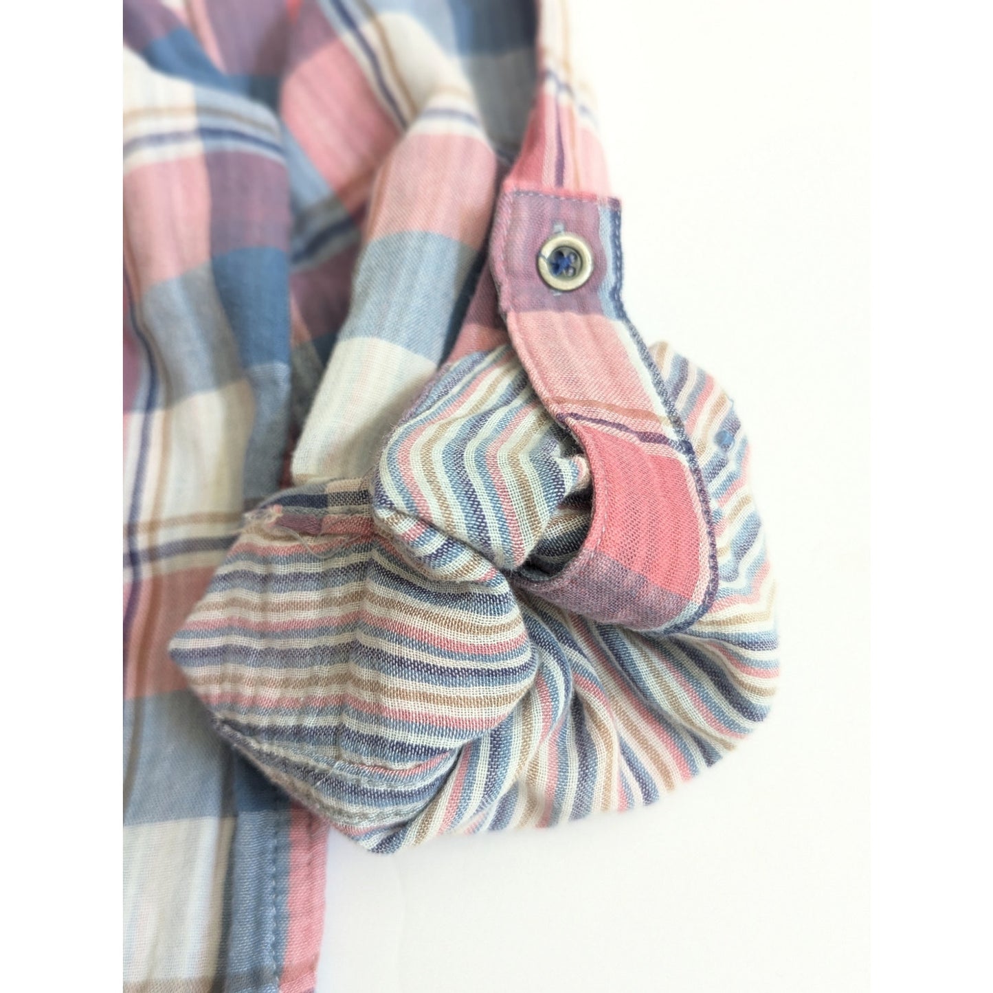 Anthropologie Holding Horses Plaid Tunic Top | Women’s 6 | Pink Mauve Blue Cotton Gauze | High Low Blouse