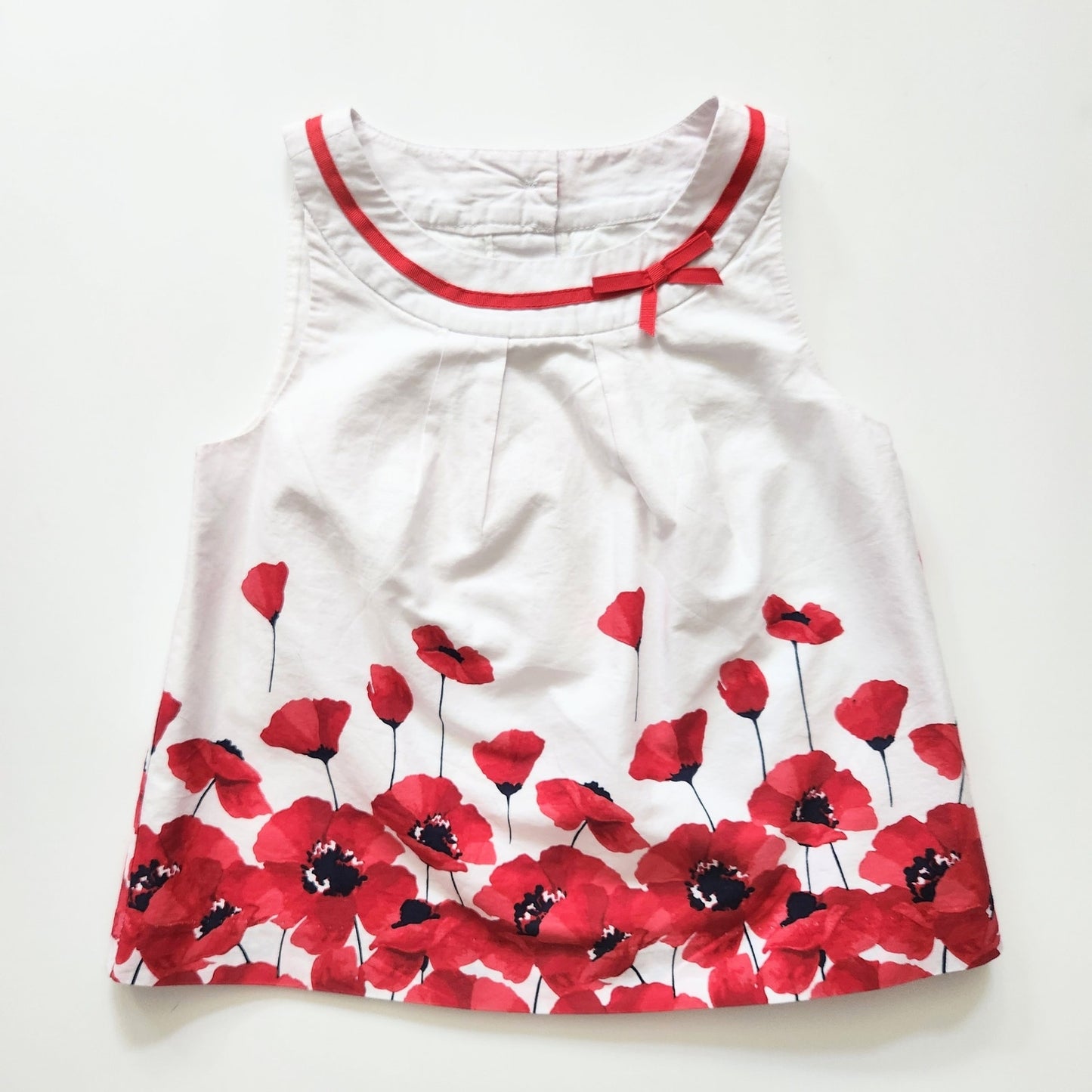 Janie and Jack Toddler Parisian Poppy Border Sleeveless Dress Red Floral Size 2T