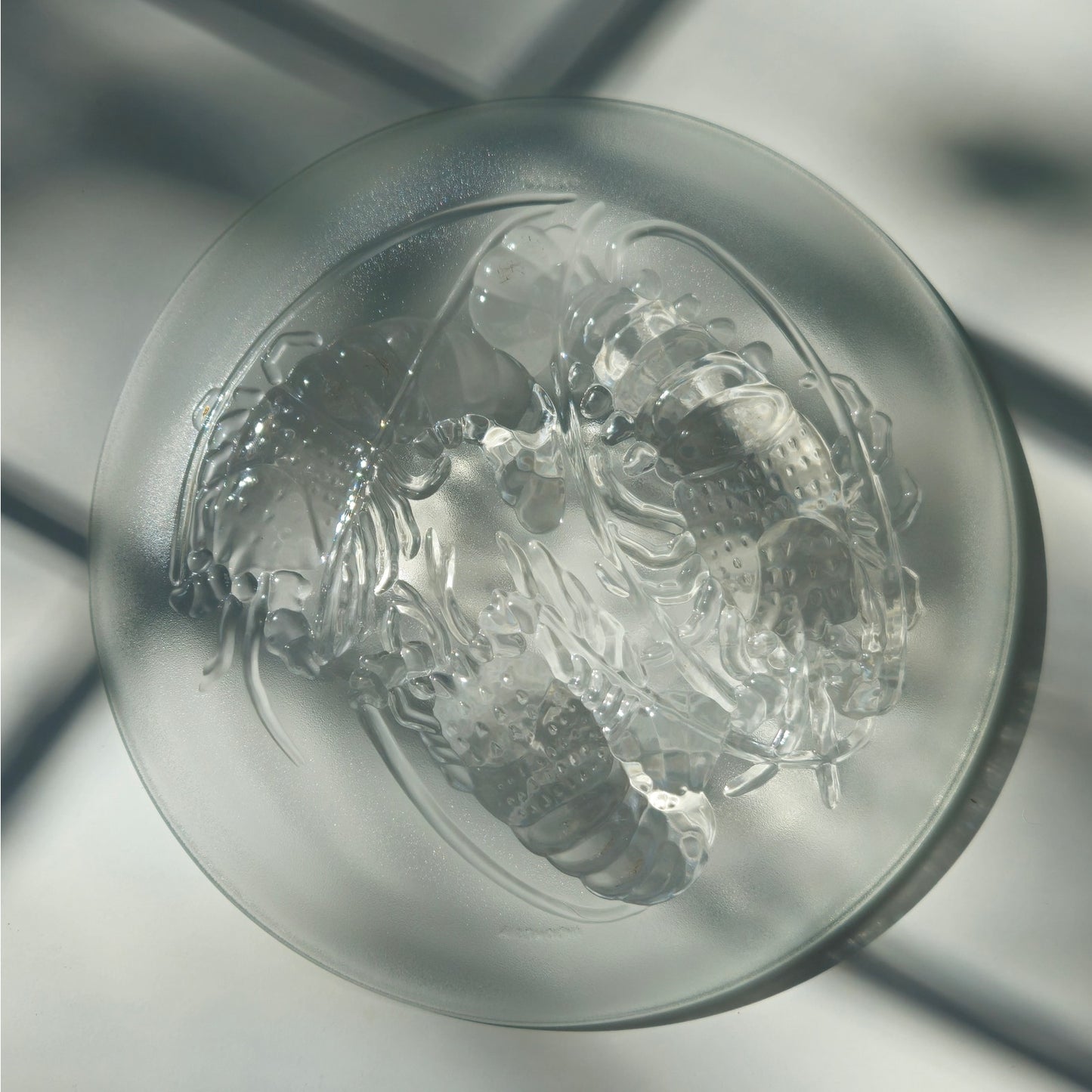 Vintage Pasari 9" Clear Pressed Glass Plate | 1970s Shrimp Lobster Crawfish