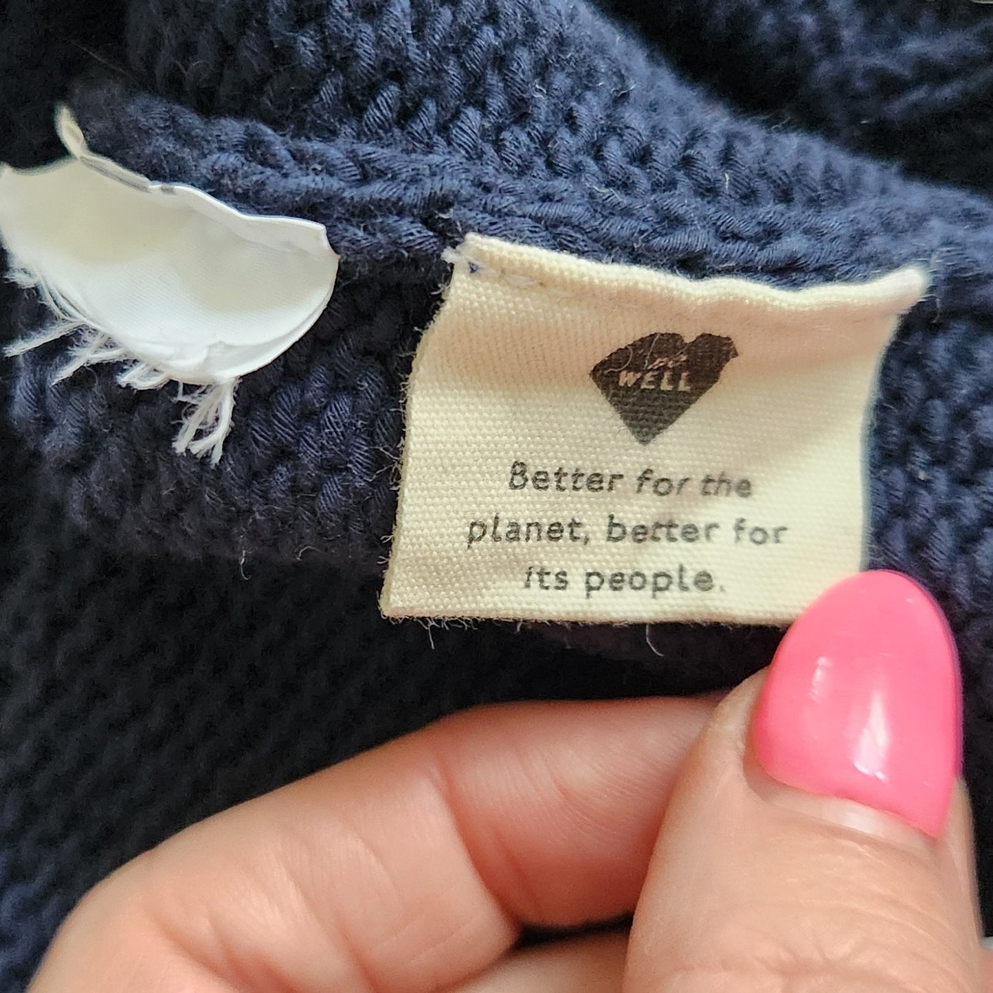 Madewell Wellesley Bobble Pullover Sweater Navy & Orange Pom-Pom | Women's M