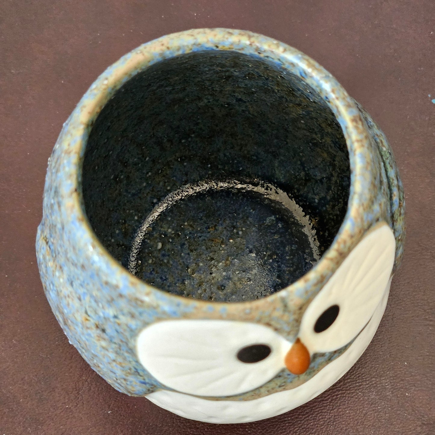 Vintage Owl Teapot Set with 2 Cups – 1970s Japanese Stoneware – Speckled Blue – Otagiri Style