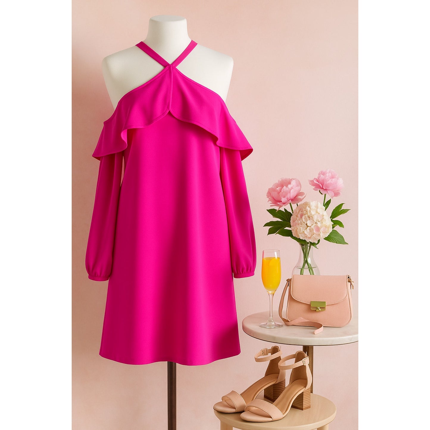 Lilly Pulitzer Berry Sangria Pink Abrielle Dress Cold Shoulder Long Sleeve Women's Size 10