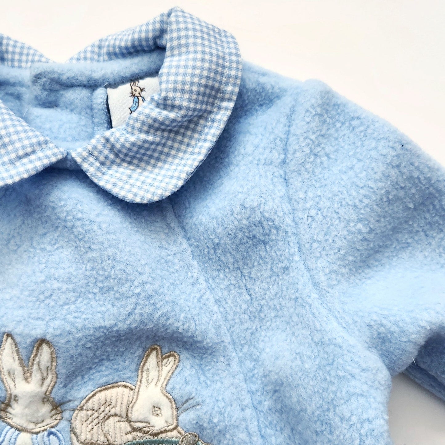 Rare Vintage 90s Beatrix Potter Peter Rabbit & Benjamin Bunny Blue Fleece Baby Bunting Footie | Size 3-6 Months | Easter & Winter Outfit