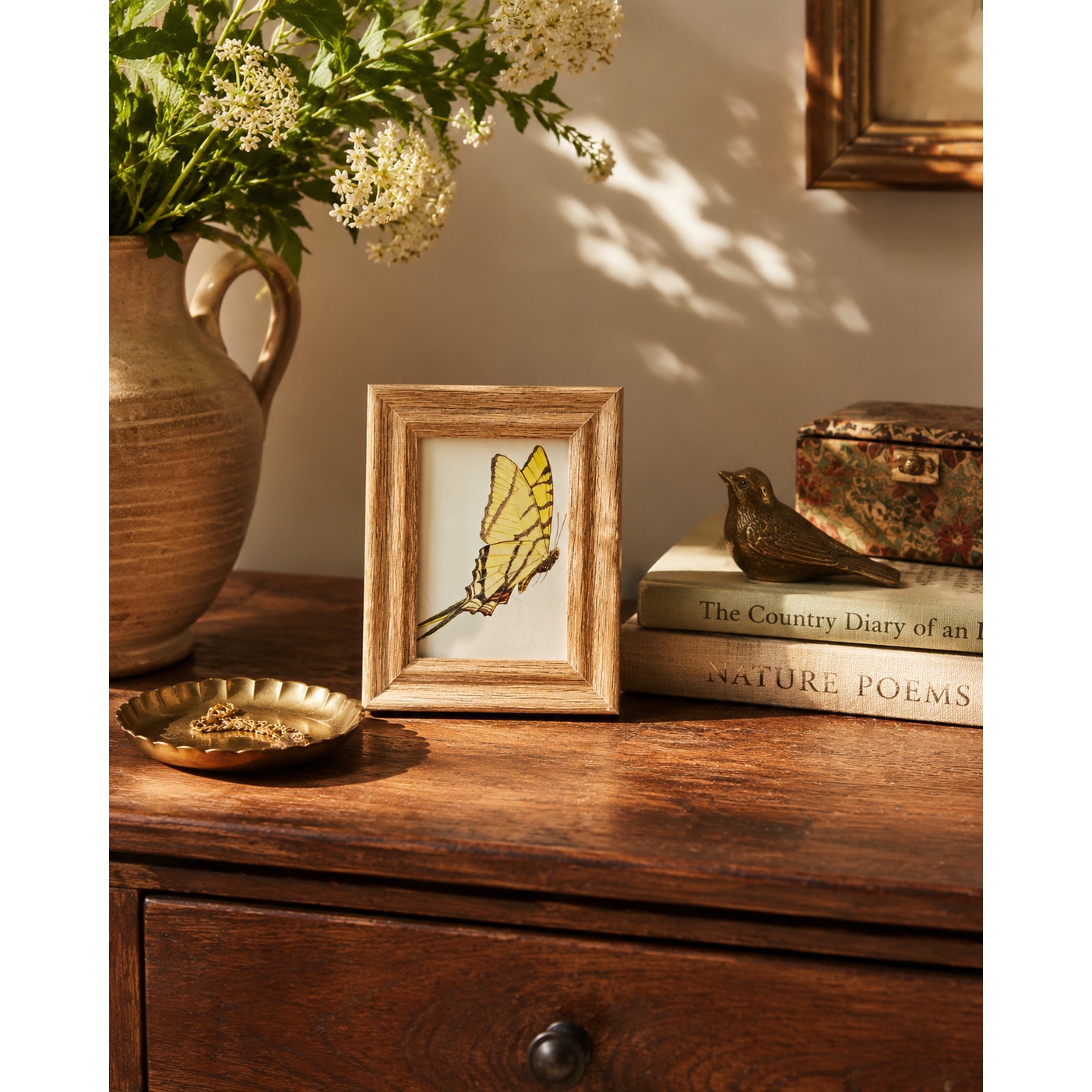 Vintage 1990s Maryjo Koch Yellow Giant Swallowtail Butterfly Mini Framed Print