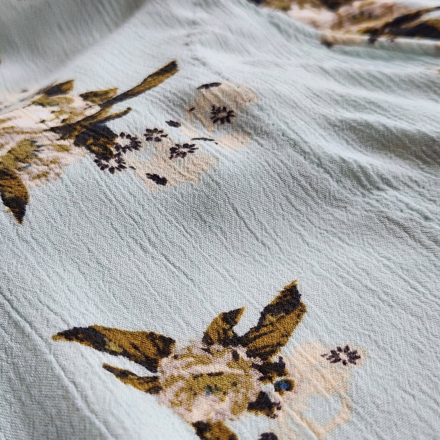 Free People Faded Floral Tunic Dress Women’s Small Mint Brown Sleeveless Swing Crinkle Boho