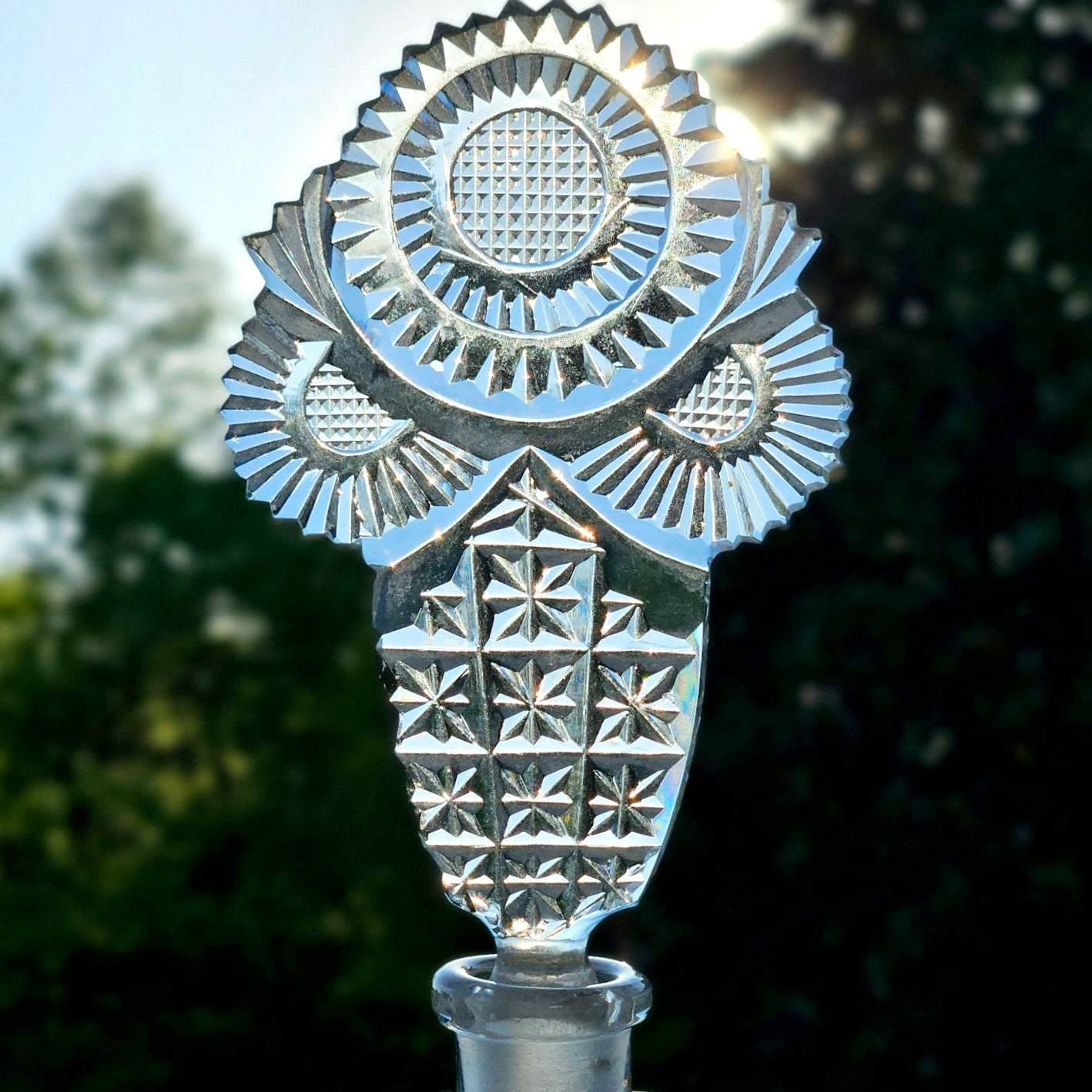 Vintage Czech Cut Crystal Winged Vanity Bottle
