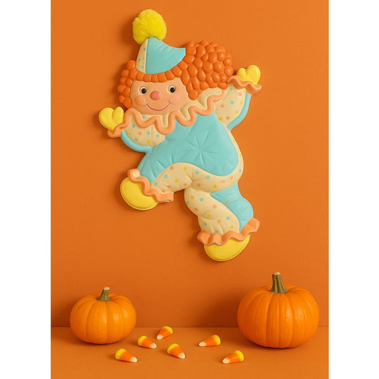 Vintage 1987 Ceramic Pastel Clown Wall Hanging – Child’s Room Décor, Nursery Art, Retro Halloween Decoration