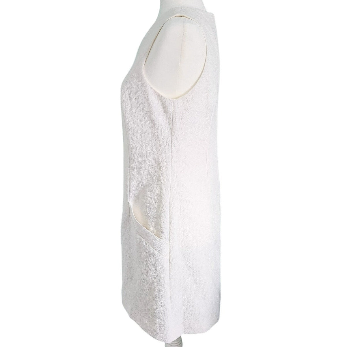 Southern Tide Ivory Matelassé Shift Dress Women’s Size 6 | Sleeveless Pockets Classic Preppy