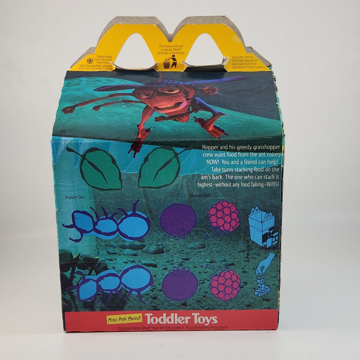 1998 McDonald’s Happy Meal Box – Disney Pixar A Bug’s Life Movie Promotion – Flik, Princess Atta, Dot, Hopper