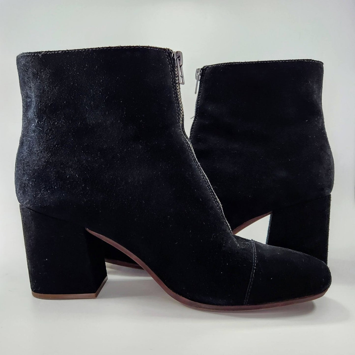 The Amalia Zip Ankle Boot in Suede True Black – Women's 10