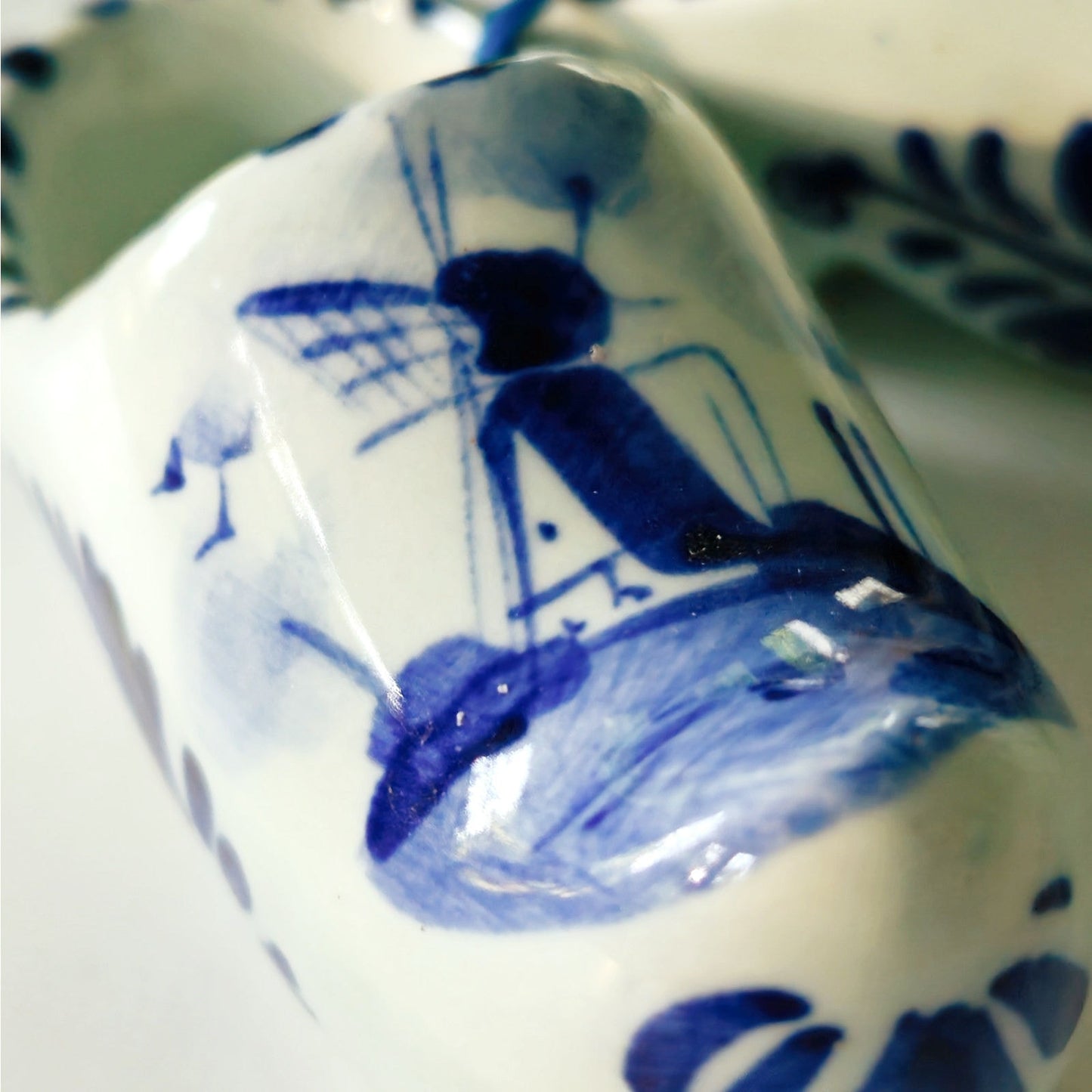 Vintage Mid Century Delft Blue Ceramic Dutch Clog Ornaments Set | Set of 3