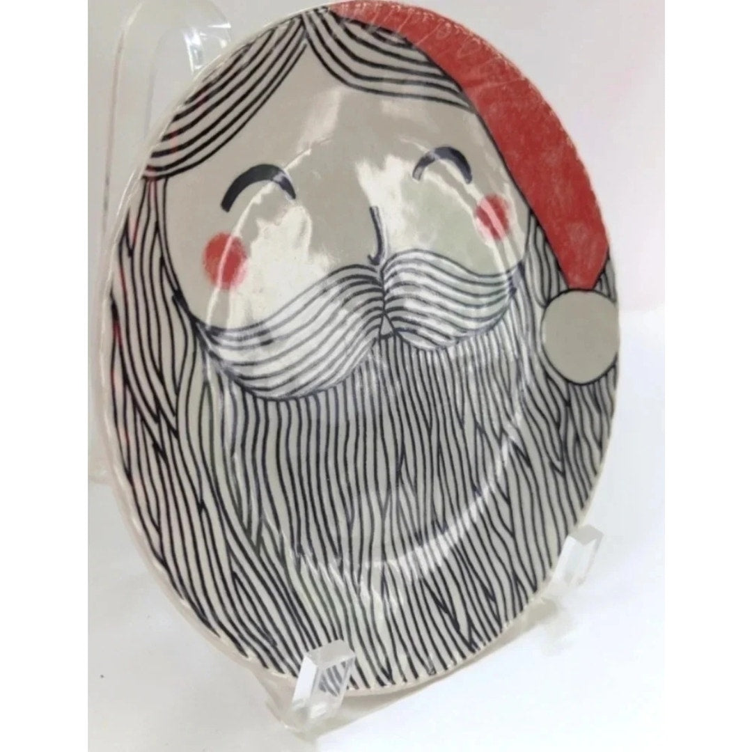 Anthropologie Santa Canape Plate by Kristina Saywell | Krafty K Design | Whimsical Home Holiday Dish | 7” Stoneware
