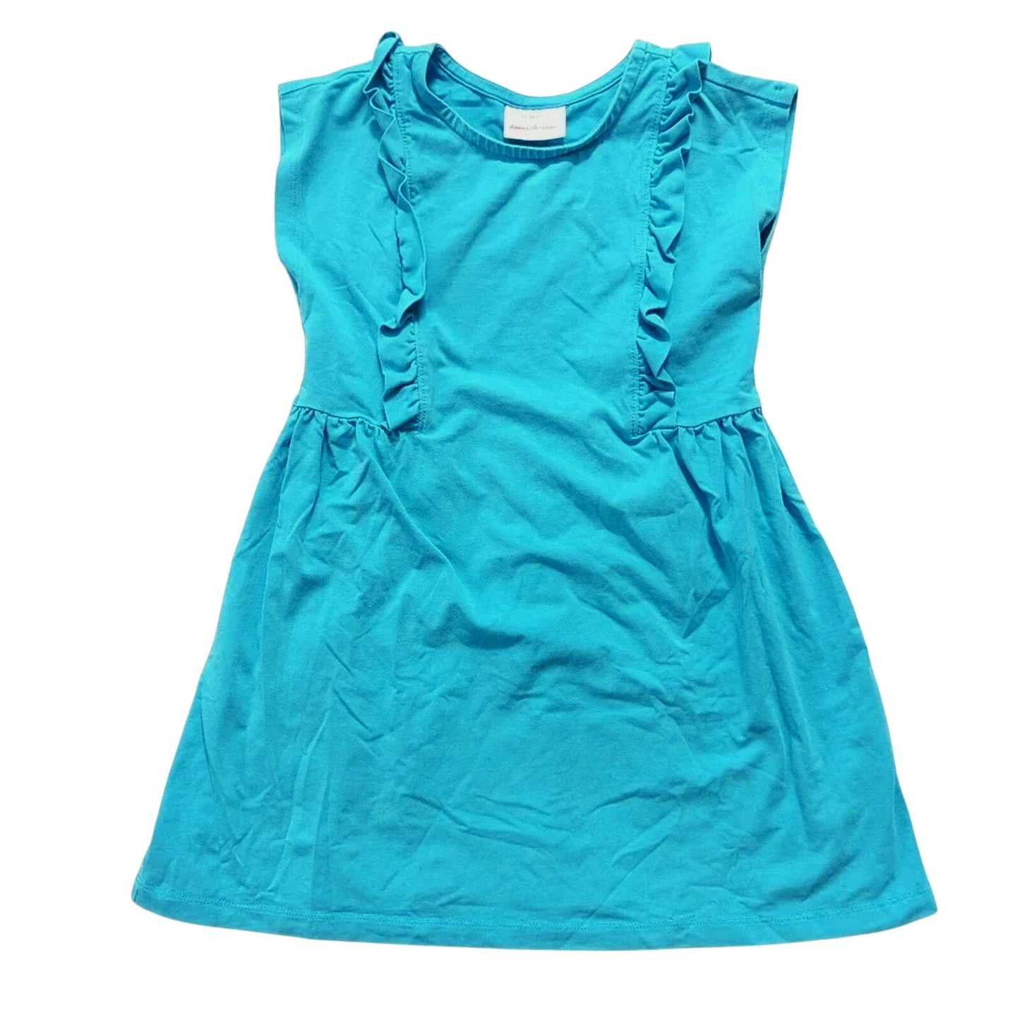 Hanna Andersson Turquoise Ruffle Play Dress | 100% Cotton | Girls Size 5 /110 cm