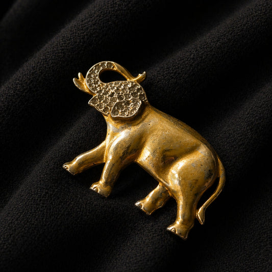 Vintage Gold Tone Elephant Brooch