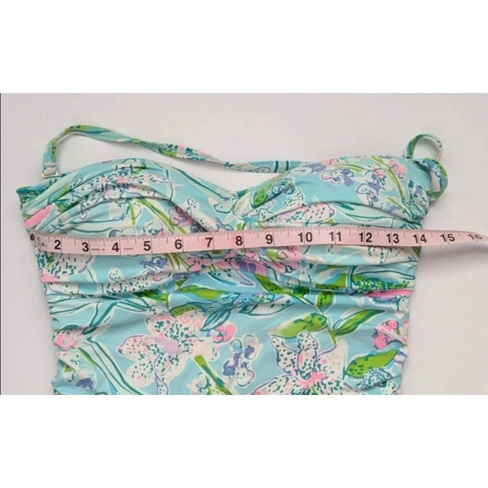 Lilly Pulitzer Women's Flamenco One-Piece Swimsuit Bali Blue Sway This Way Size 8