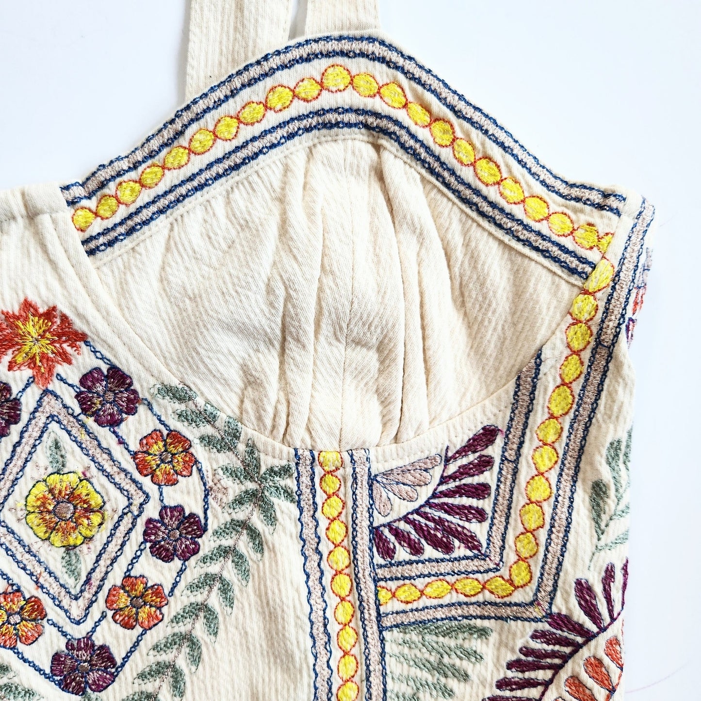 Free People Datura Corset Sleeveless Crop Top Boho Metallic Embroidery Size S