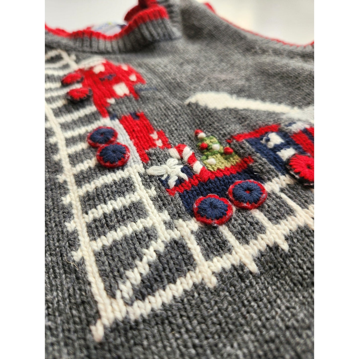 Vintage Greendog Holiday Train Sweater Vest | Baby 12 Months | Christmas Classic