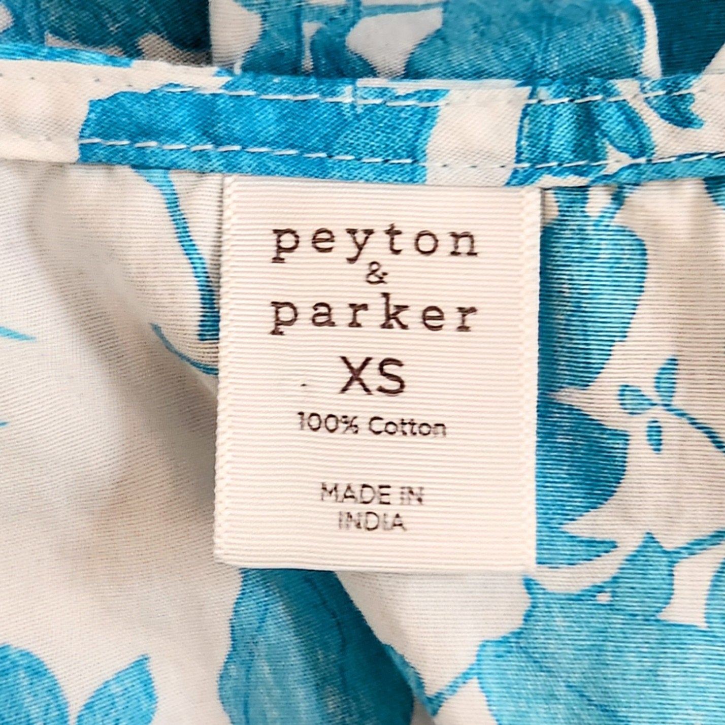 Peyton & Parker Women’s Puff Sleeve Turquoise Floral Maxi Dress XS Cotton Pockets