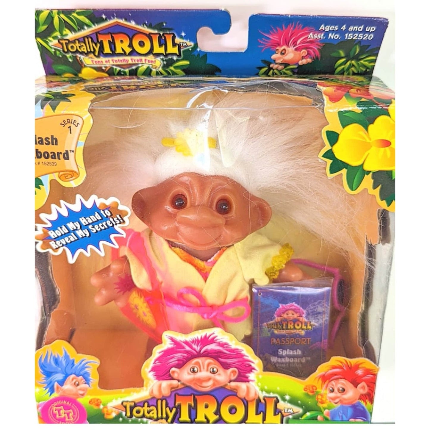 Totally Troll Splash Waxboard Series 1 Doll – Playmates 2001 – White Hair – New in Box (NIB) - Kids Toy