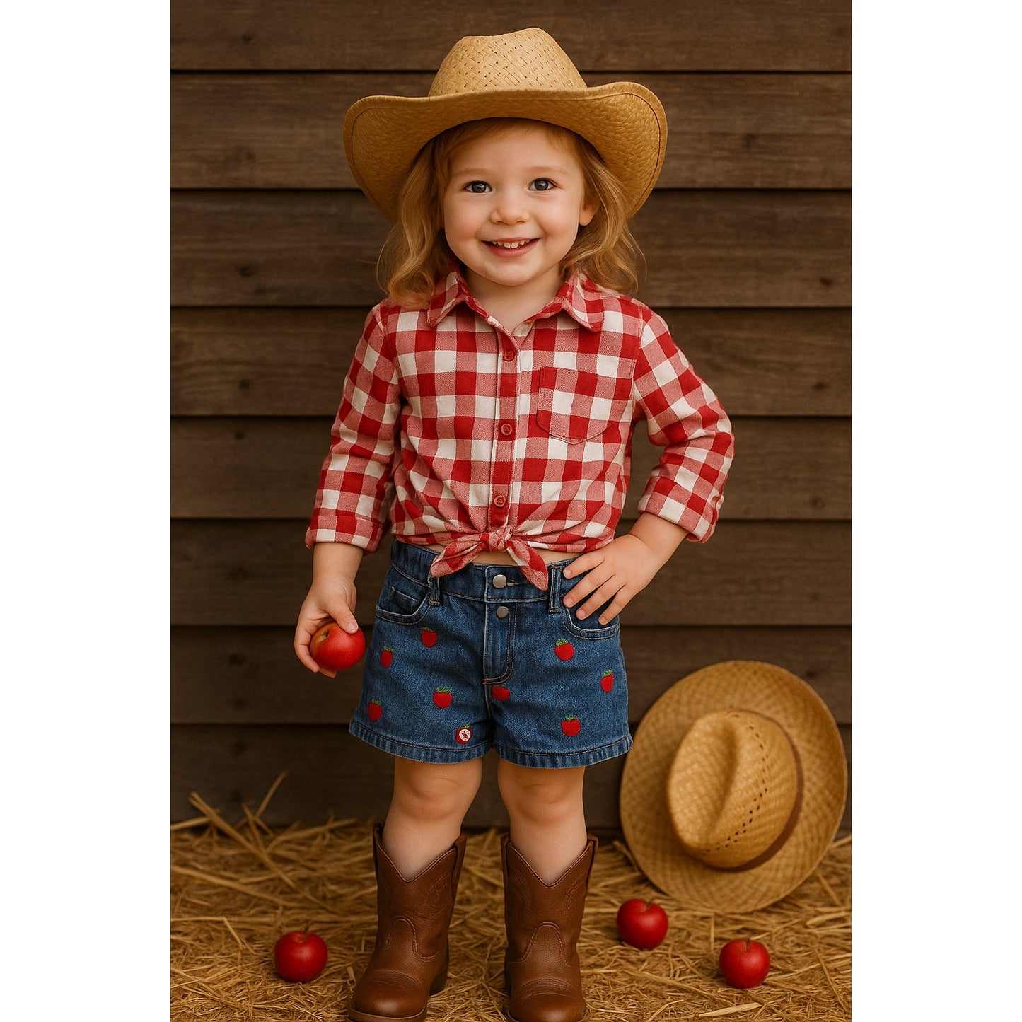 Vintage Gymboree 2003 Apple Embroidered Denim Shorts – Toddler Girl 3T, Dark Wash 100% Cotton