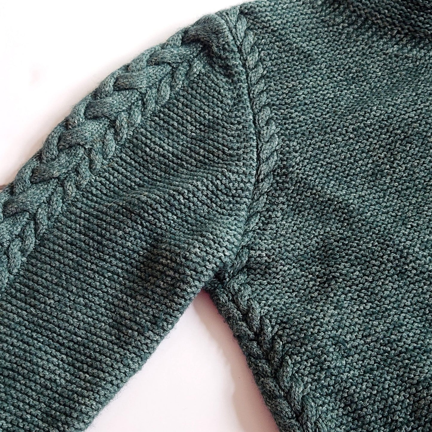 Green Cable Knit Wool Blend Sweater | Made in Ireland | Women's S